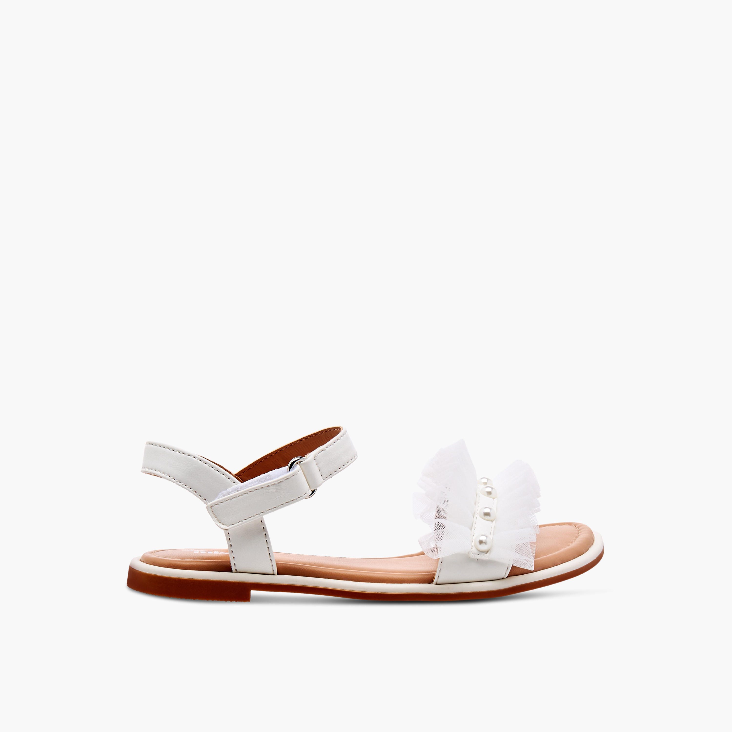 Little Missy Ruffle Detail Strap Sandals with Hook and Loop Closure-girls-shoes-sandals-image-2