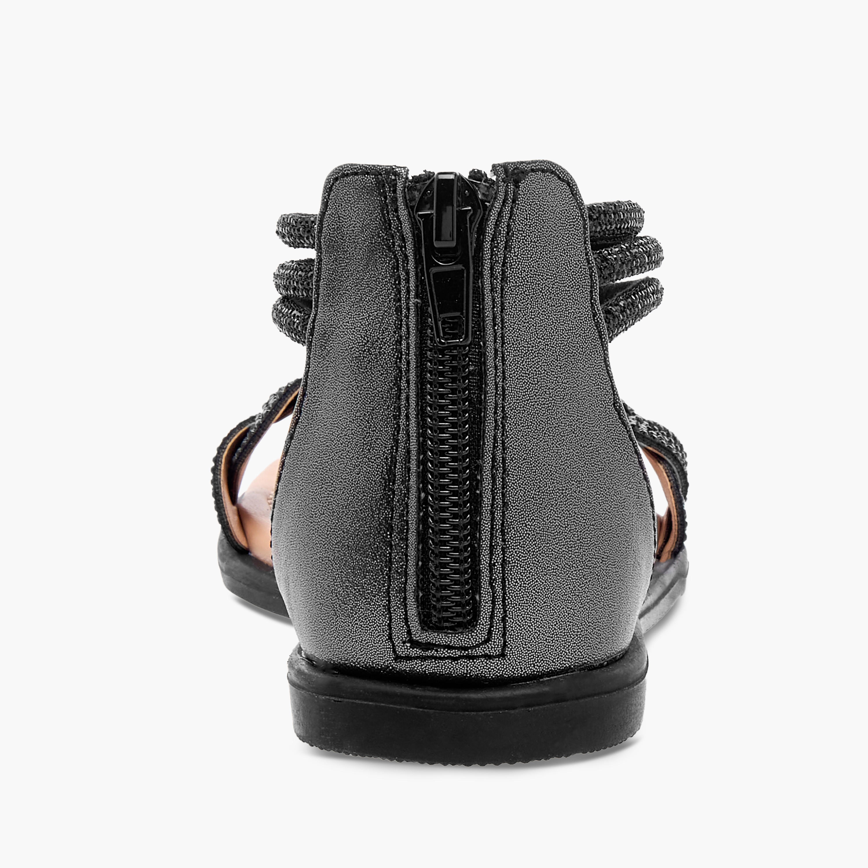 Little Missy Studded Ankle Strap Sandals with Zip Closure-girls-shoes-sandals-image-4