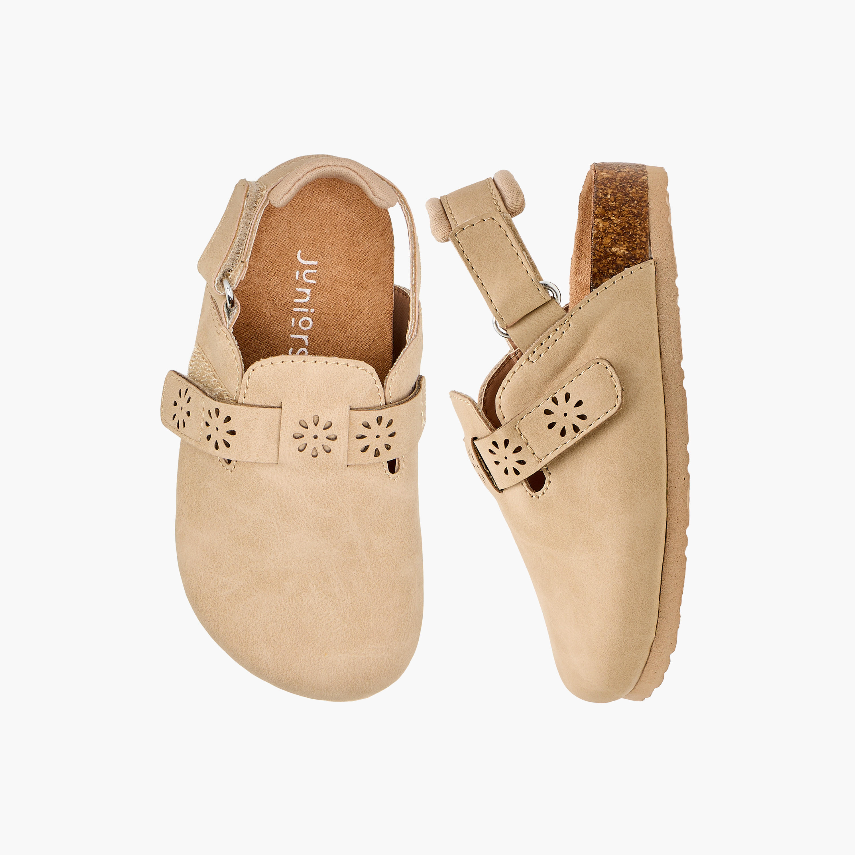 Juniors Cut Out Detail Sandals with Hook and Loop Closure-girls-shoes-sandals-image-1