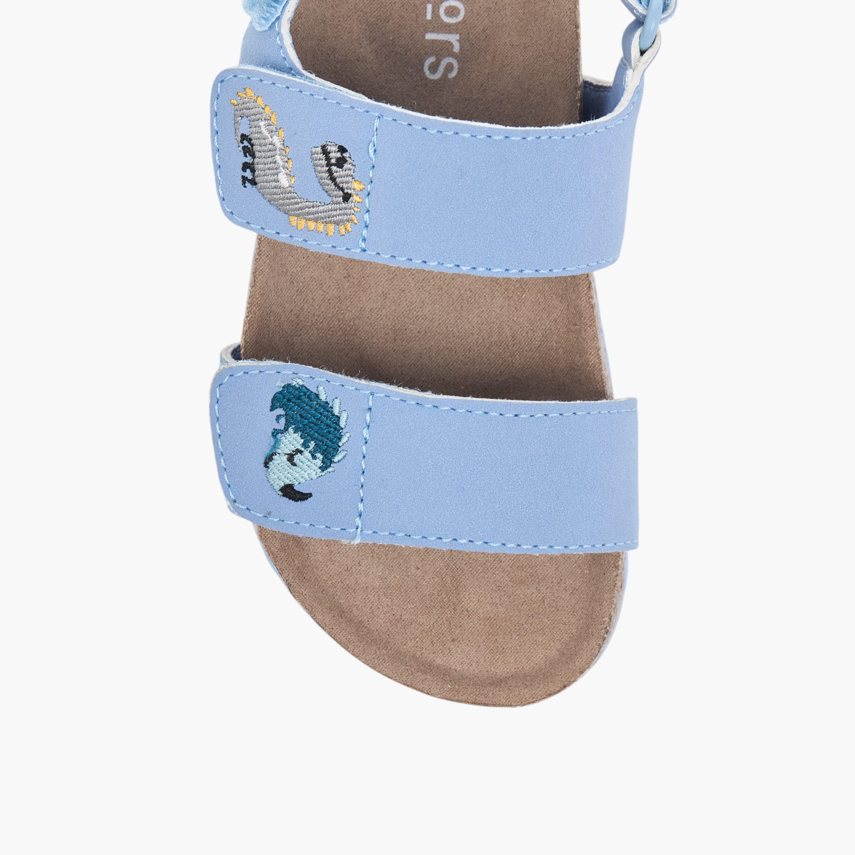 Juniors Embroidered Strap Sandals with Hook and Loop Closure-boys-shoes-sandals-image-3