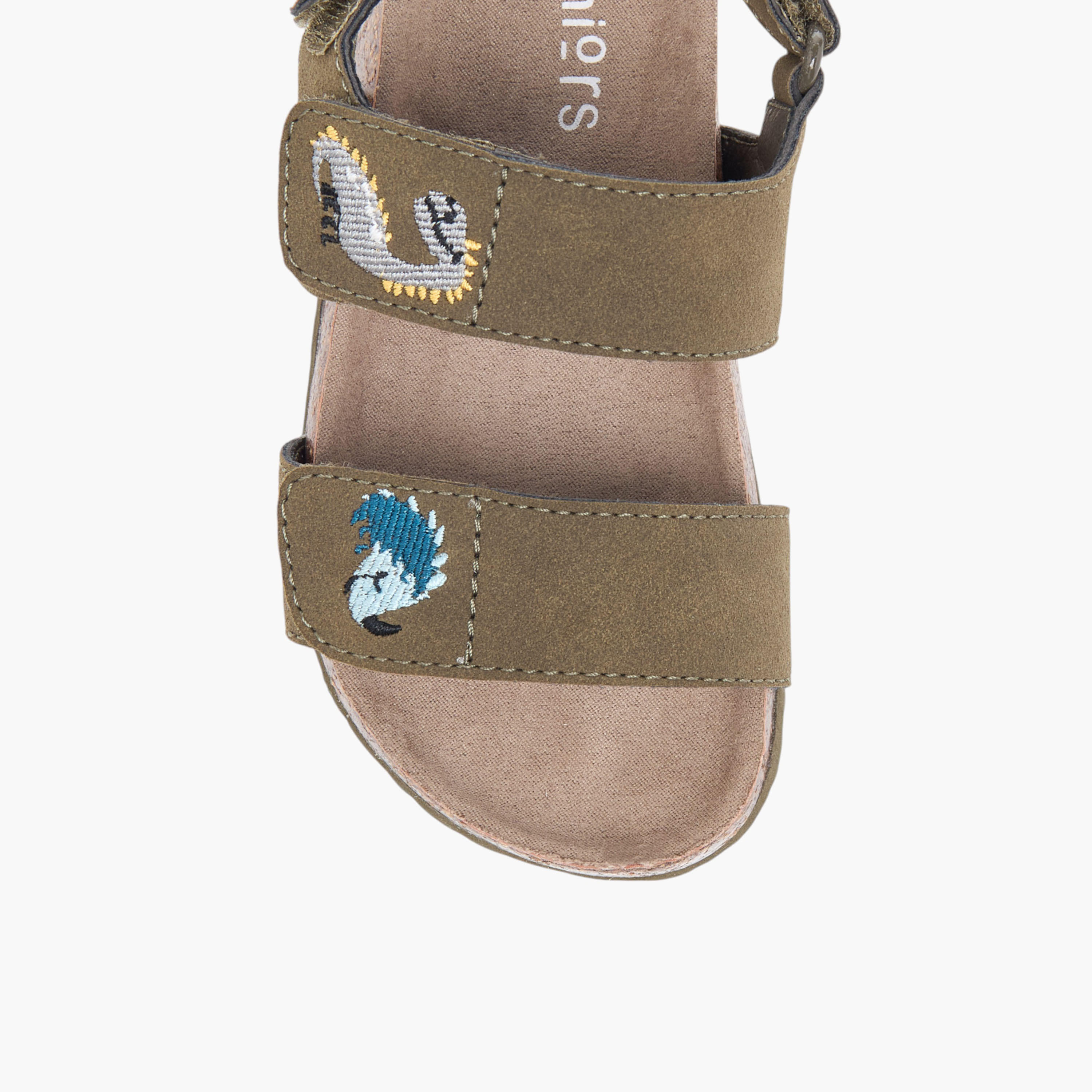 Juniors Embroidered Strap Sandals with Hook and Loop Closure-boys-shoes-sandals-image-3