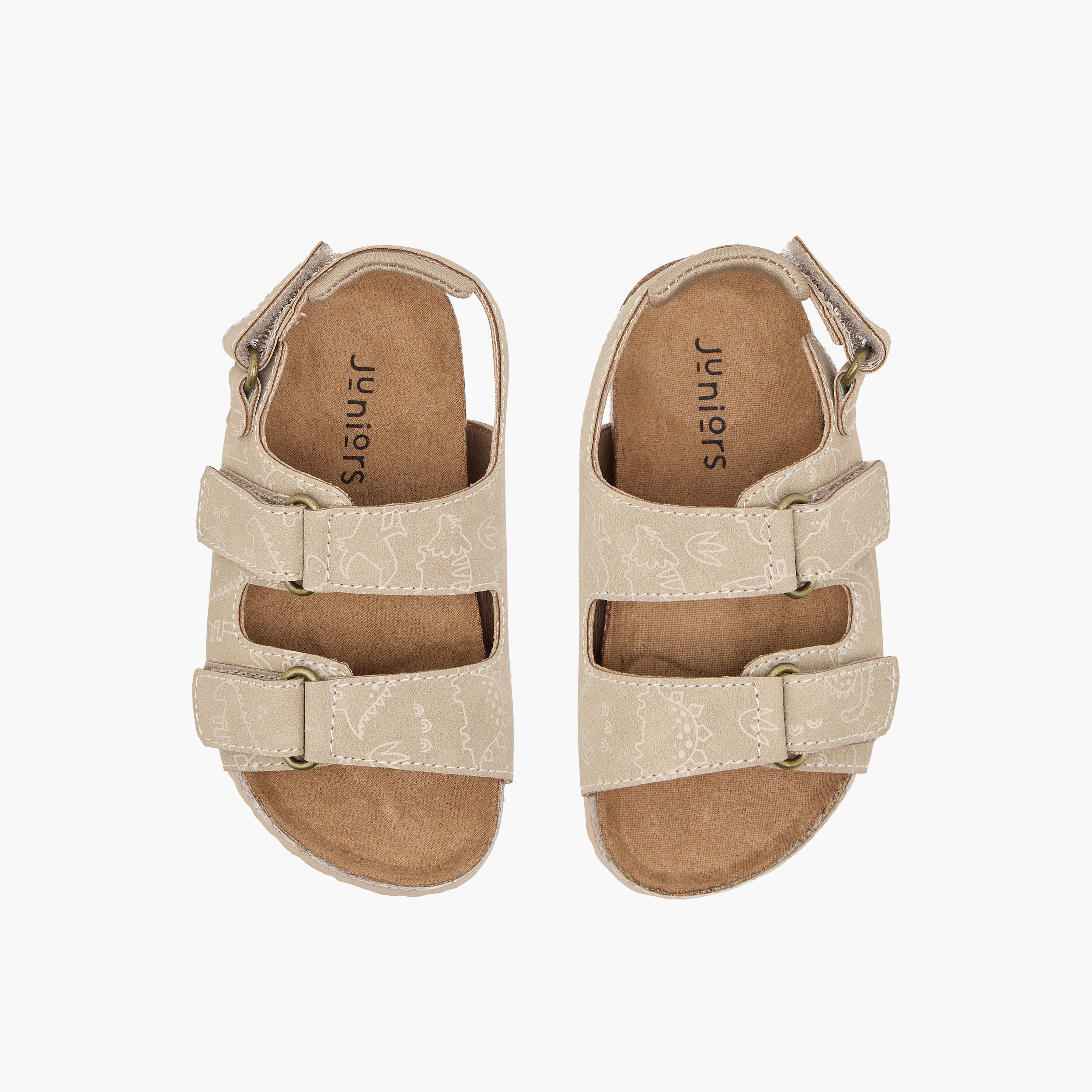 Juniors Dinosaur Print Sandals with Hook and Loop Closure-boys-shoes-sandals-image-1