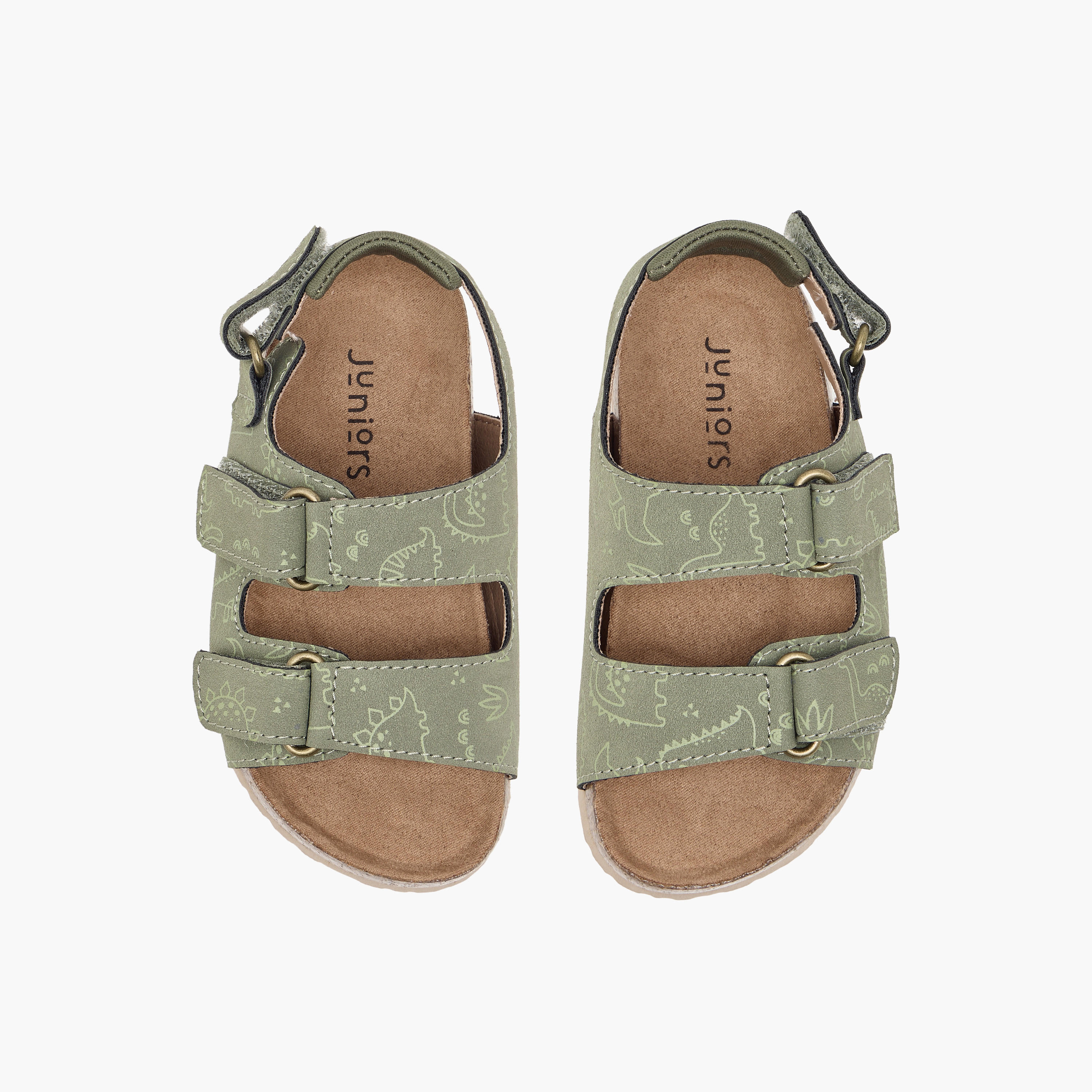 Juniors Dinosaur Print Sandals with Hook and Loop Closure-boys-shoes-sandals-image-1