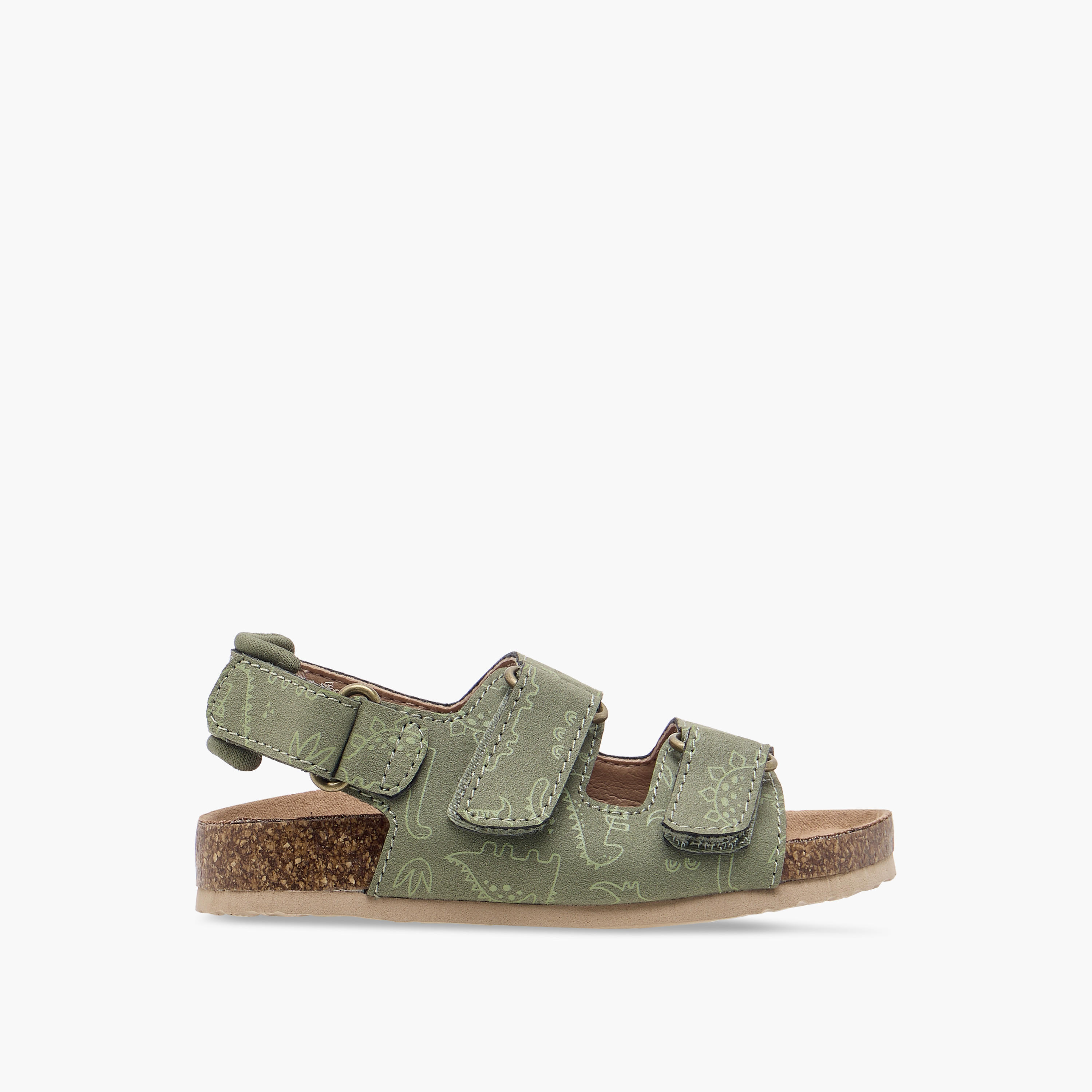 Juniors Dinosaur Print Sandals with Hook and Loop Closure-boys-shoes-sandals-image-2