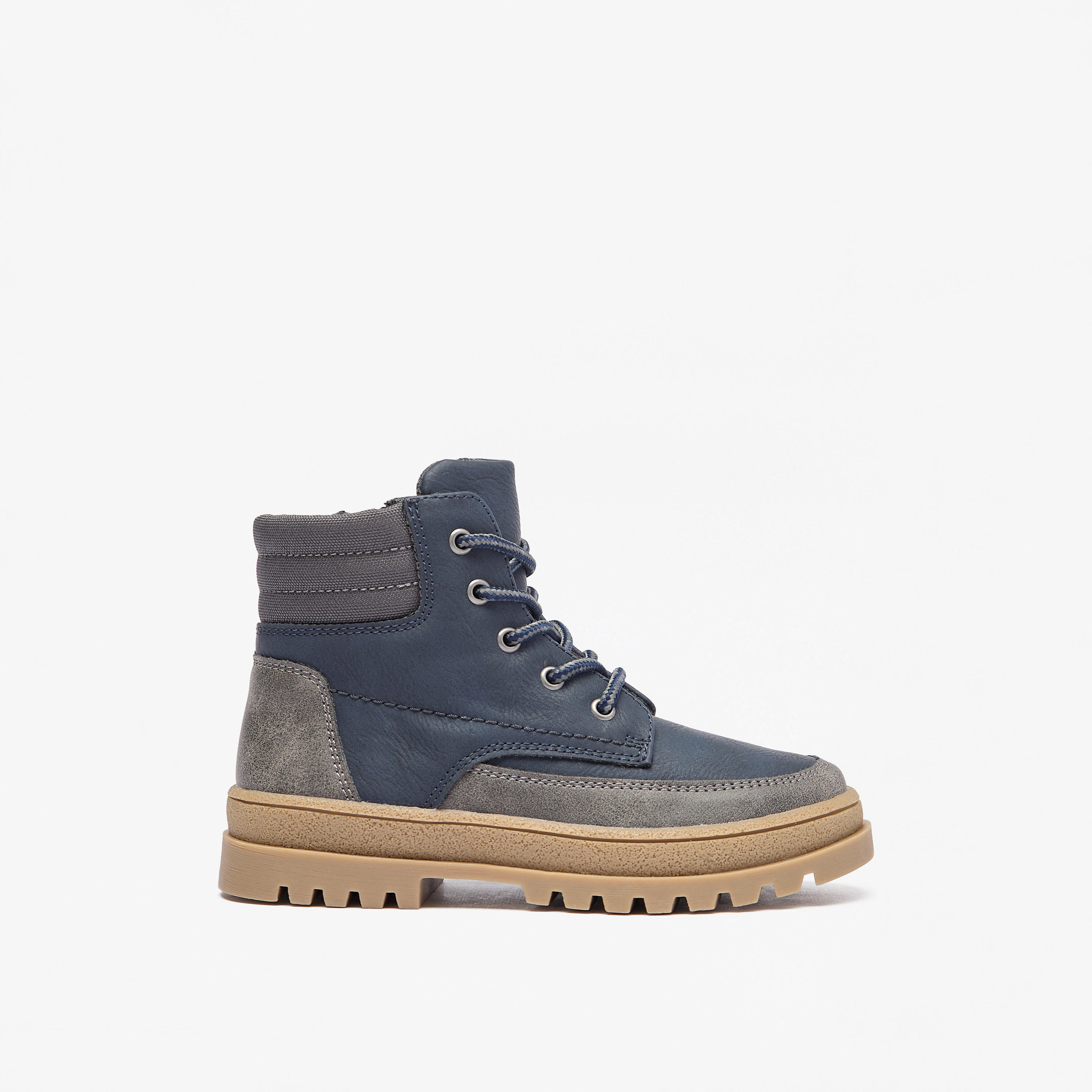 Juniors Panelled Low Ankle Boots with Lace Detail and Zip Closure-boys-shoes-boots-image-3