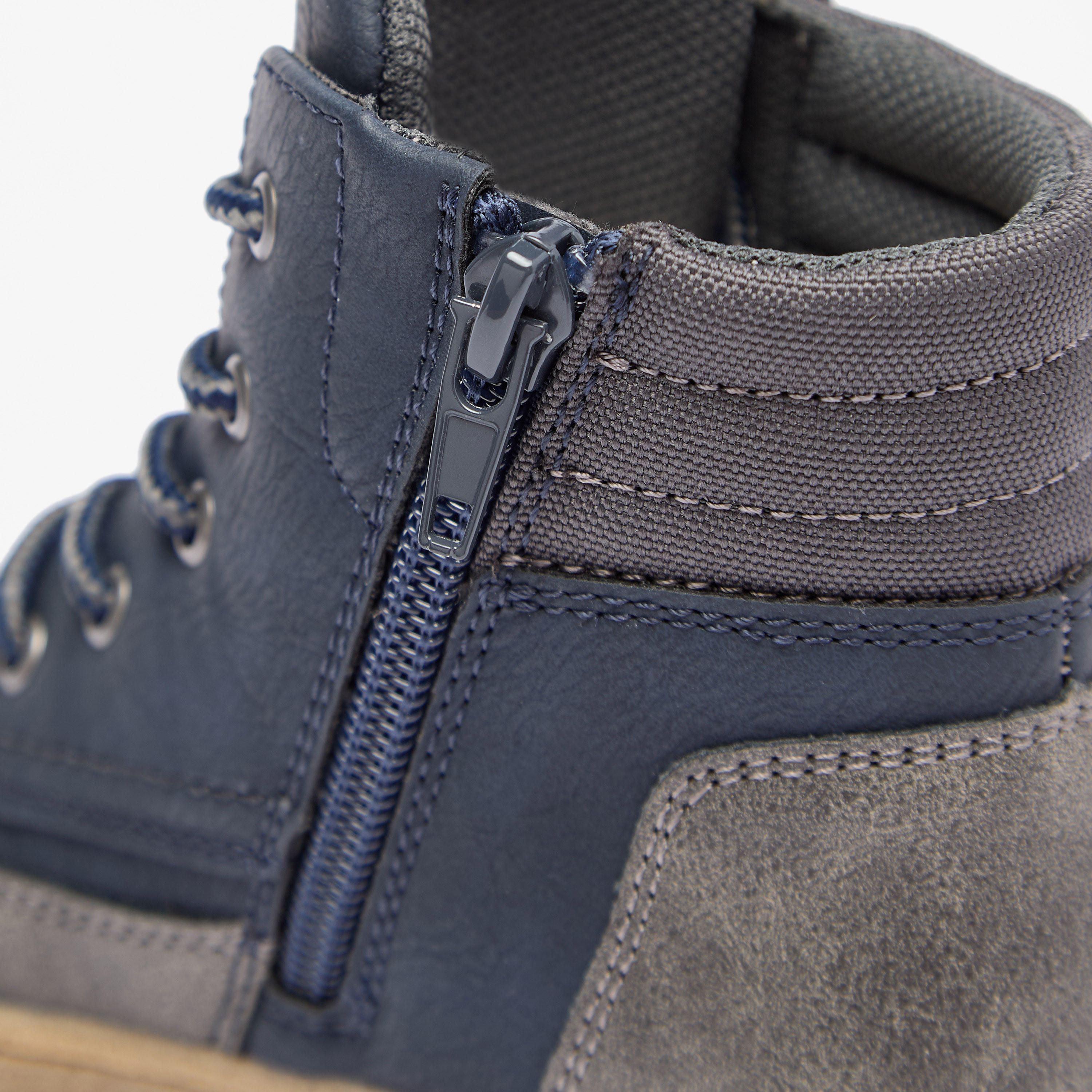 Juniors Panelled Low Ankle Boots with Lace Detail and Zip Closure-boys-shoes-boots-image-4