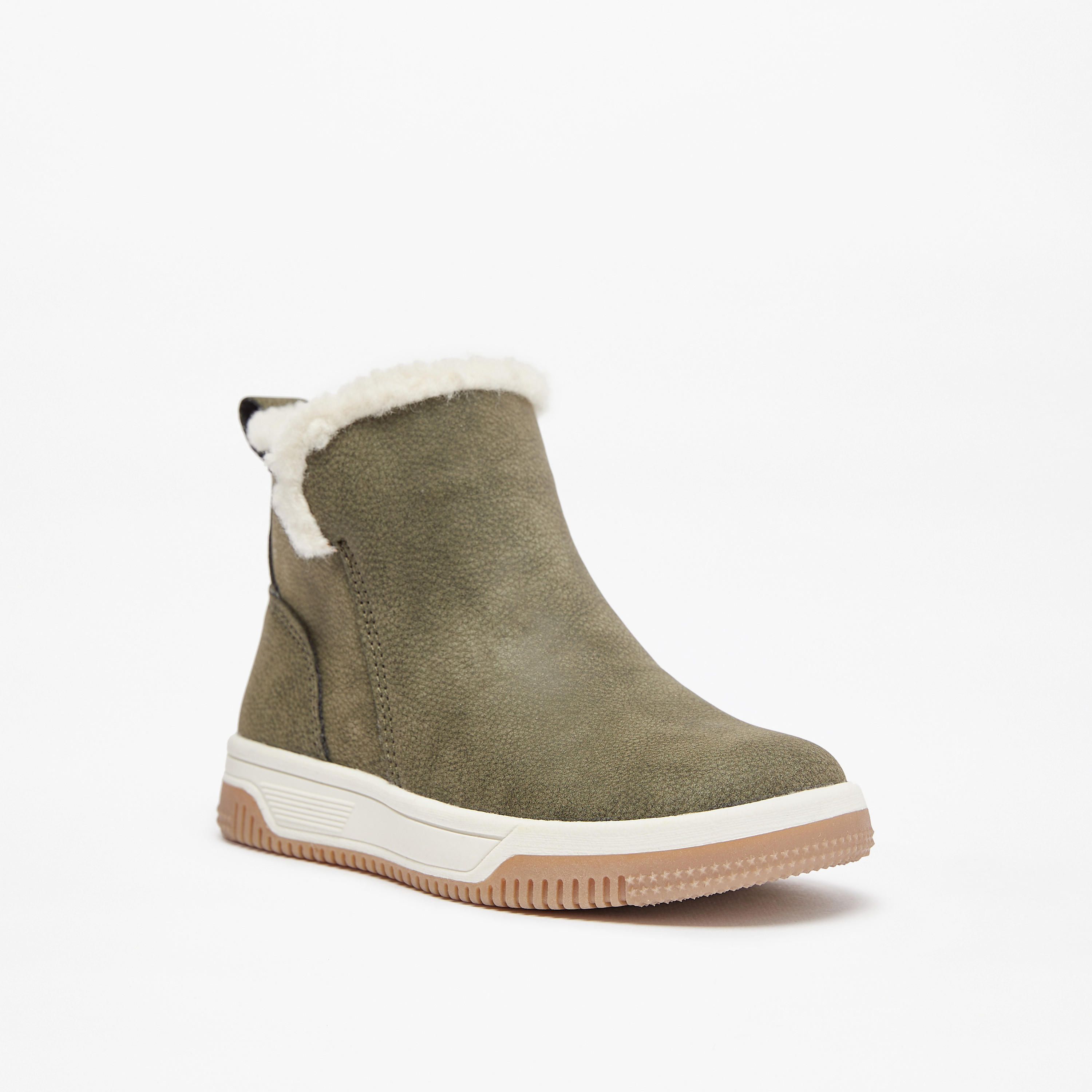 Juniors Solid Ankle Length Boots with Zip Closure and Pull Tabs-boys-shoes-boots-image-1