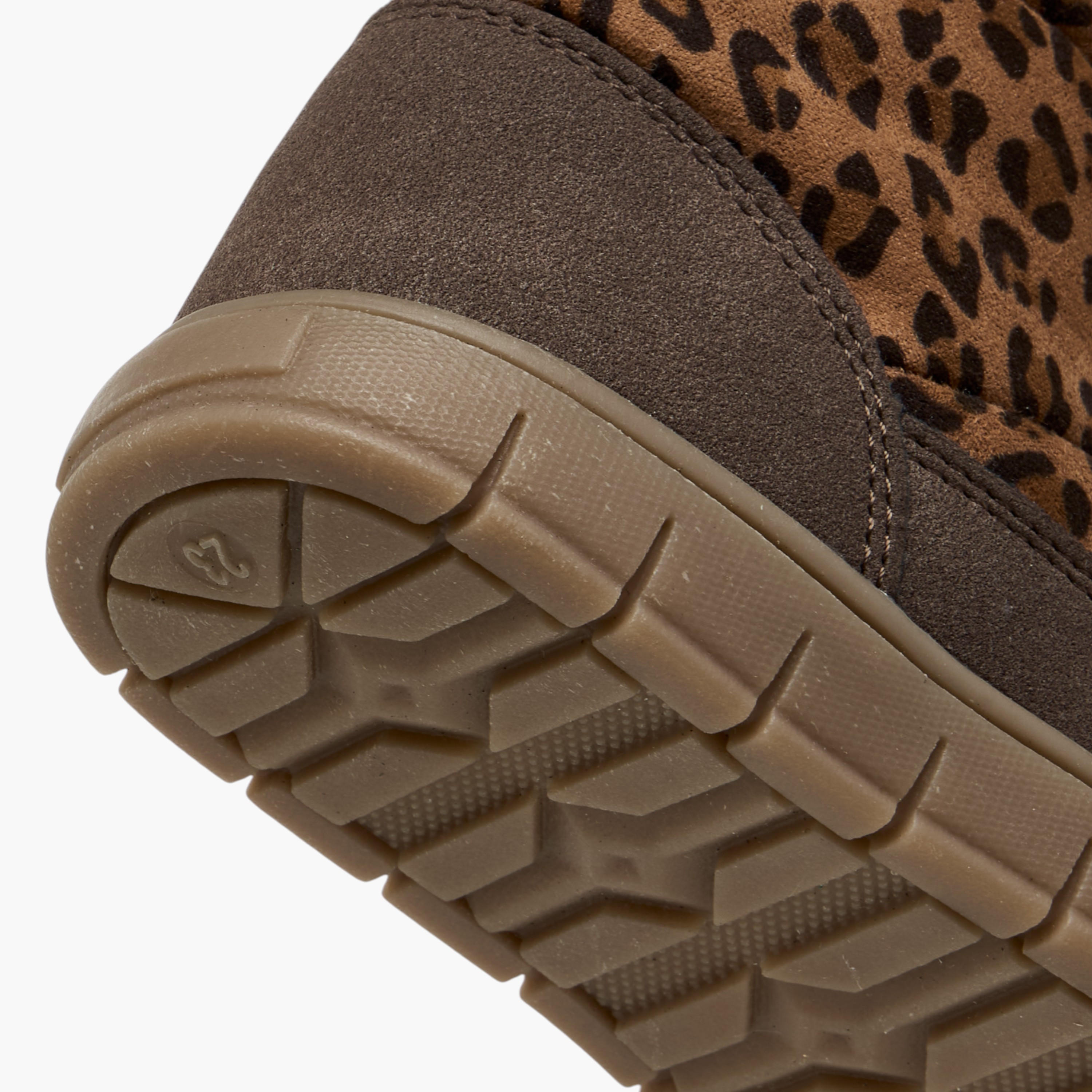 Barefeet Animal Print Ankle Boots with Zip Closure-girls-shoes-boots-image-5