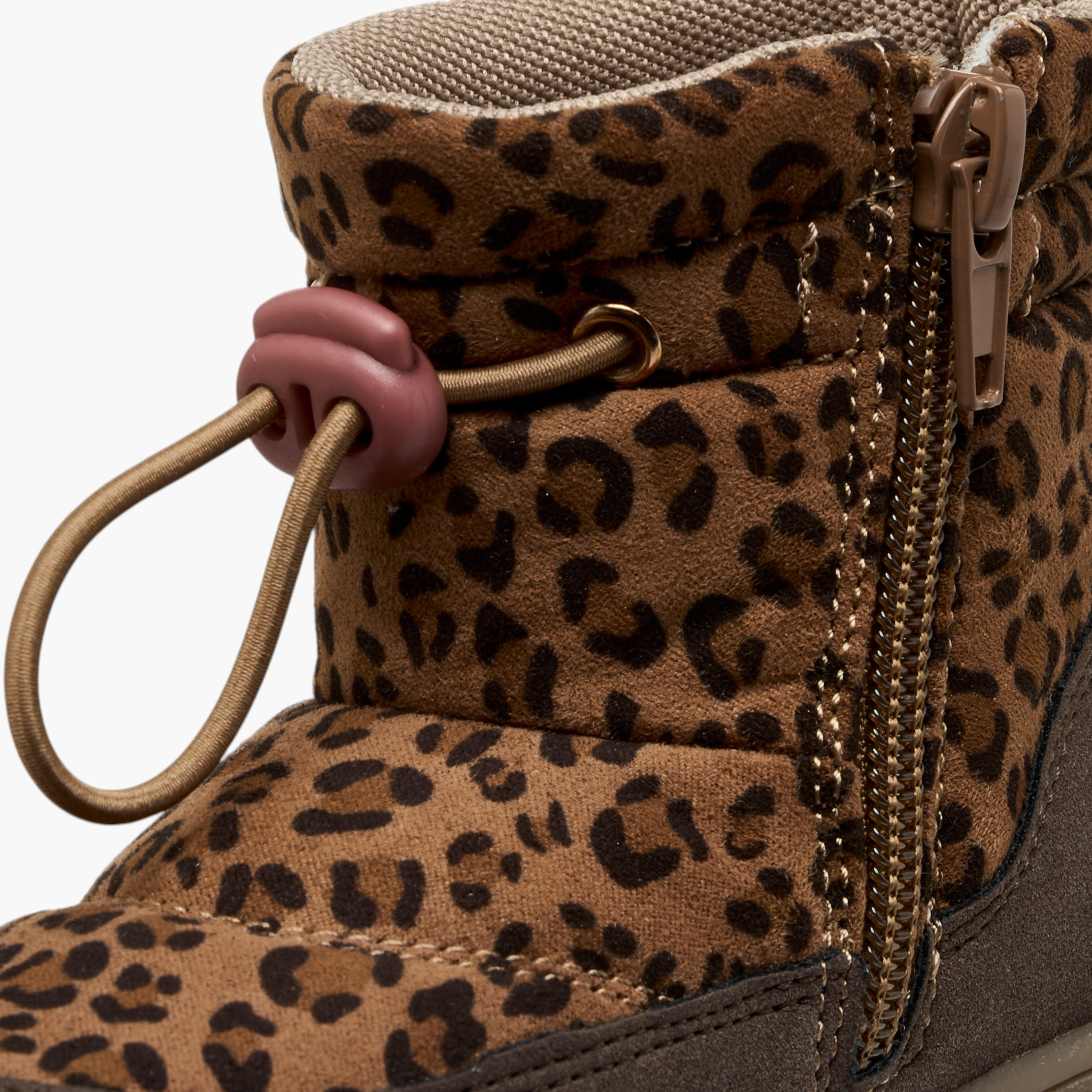 Barefeet Animal Print Ankle Boots with Zip Closure-girls-shoes-boots-image-6