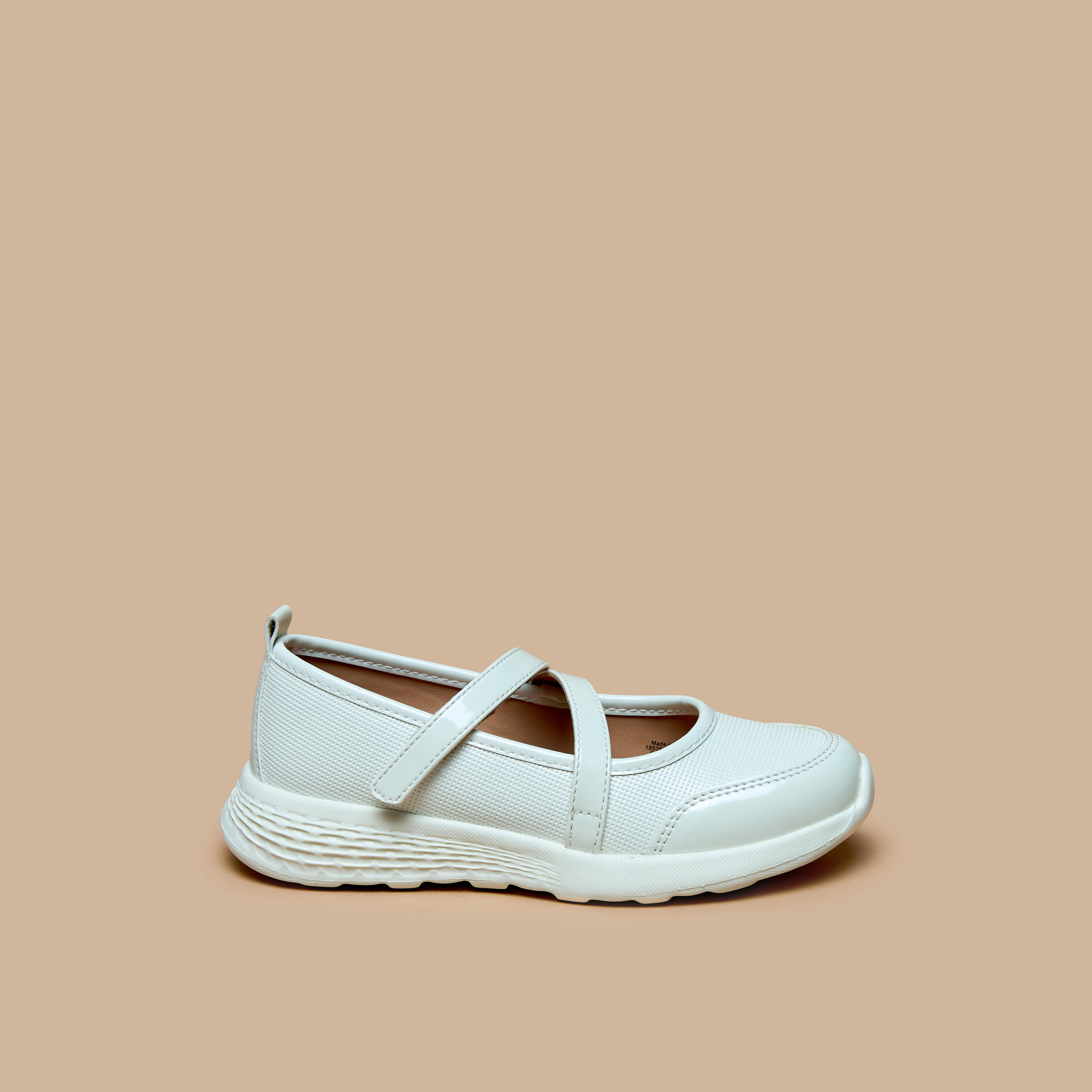 Little Missy Panelled Mary Jane Shoes with Hook and Loop Closure-girls-shoes-schoolshoes-image-3