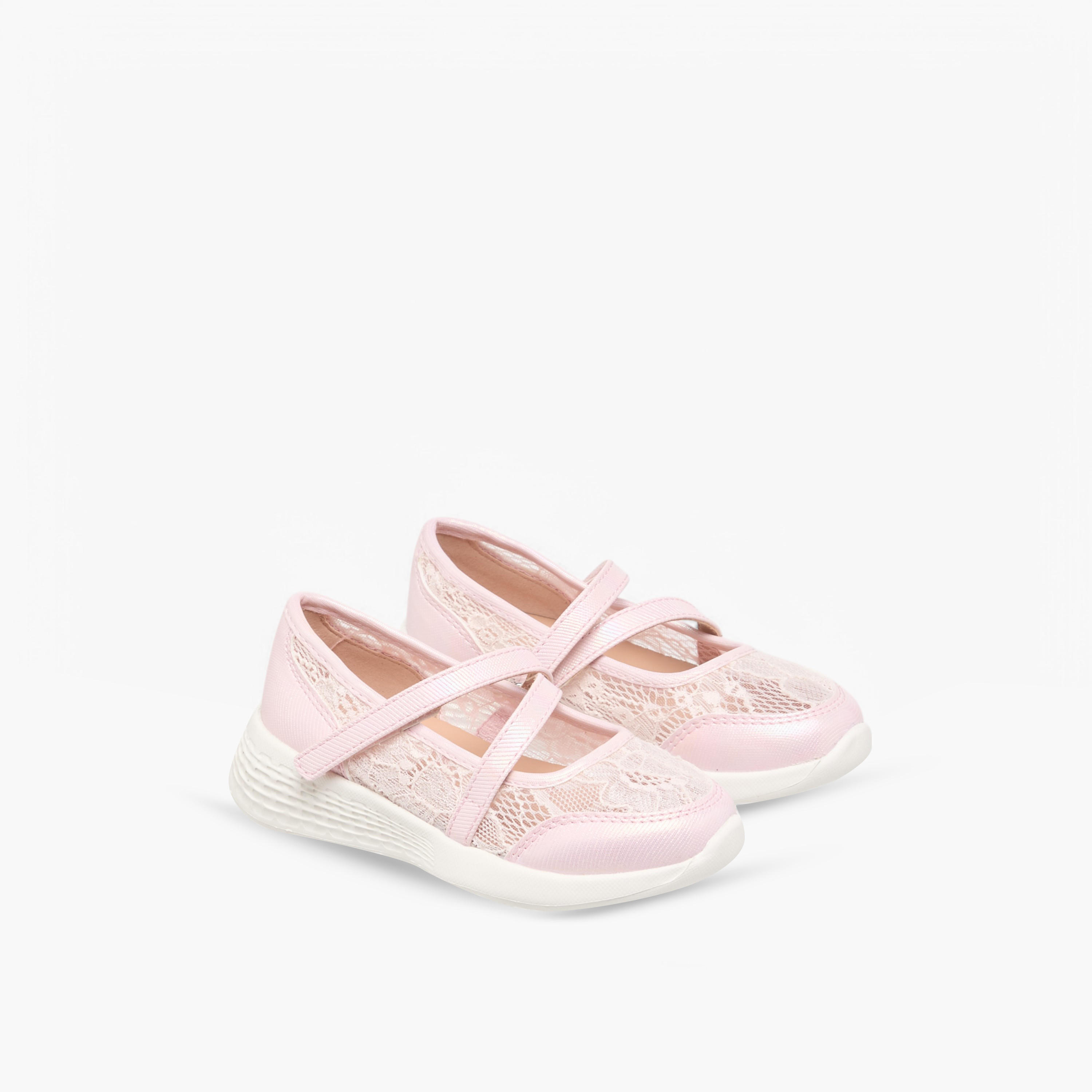 Little Missy Lace Detail Mary Jane Shoes with Hook and Loop Closure-girls-shoes-maryjanes-image-1