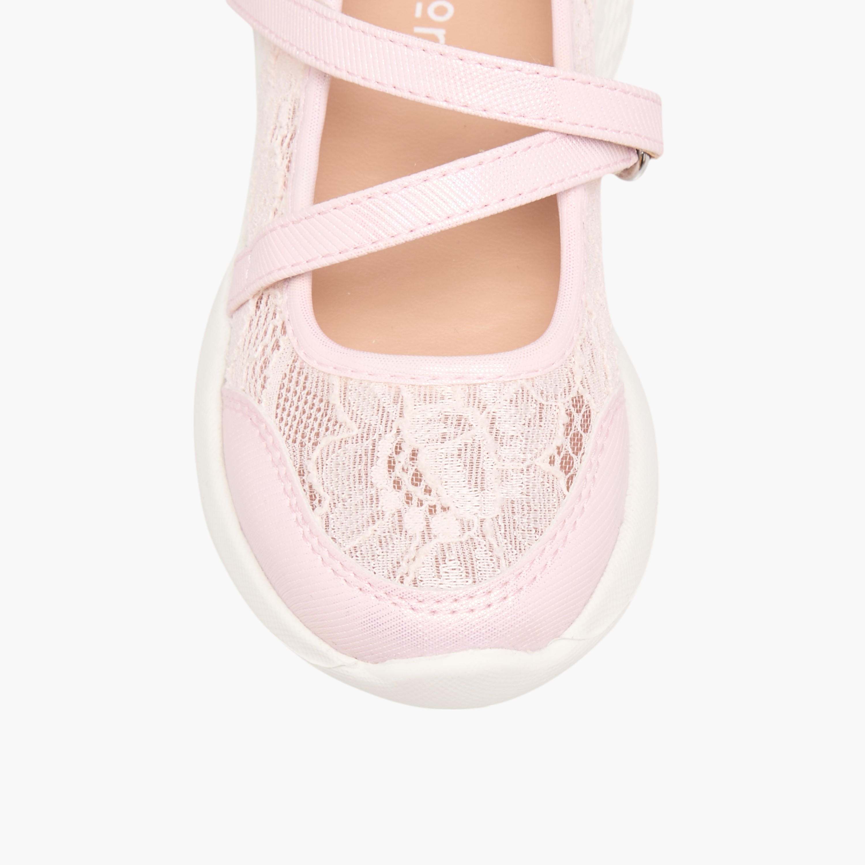 Little Missy Lace Detail Mary Jane Shoes with Hook and Loop Closure-girls-shoes-maryjanes-image-4