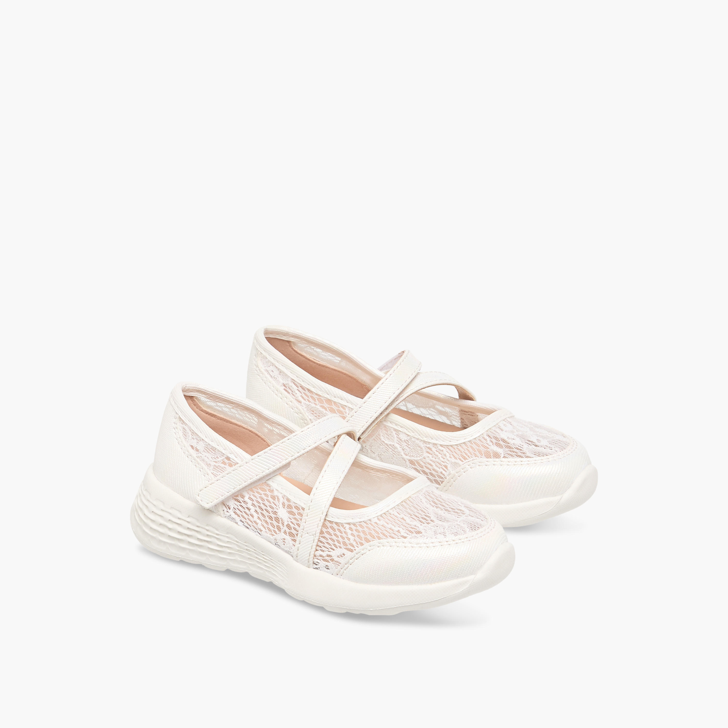 Juniors Lace Detail Mary Jane Shoes with Hook and Loop Closure-girls-shoes-maryjanes-image-1