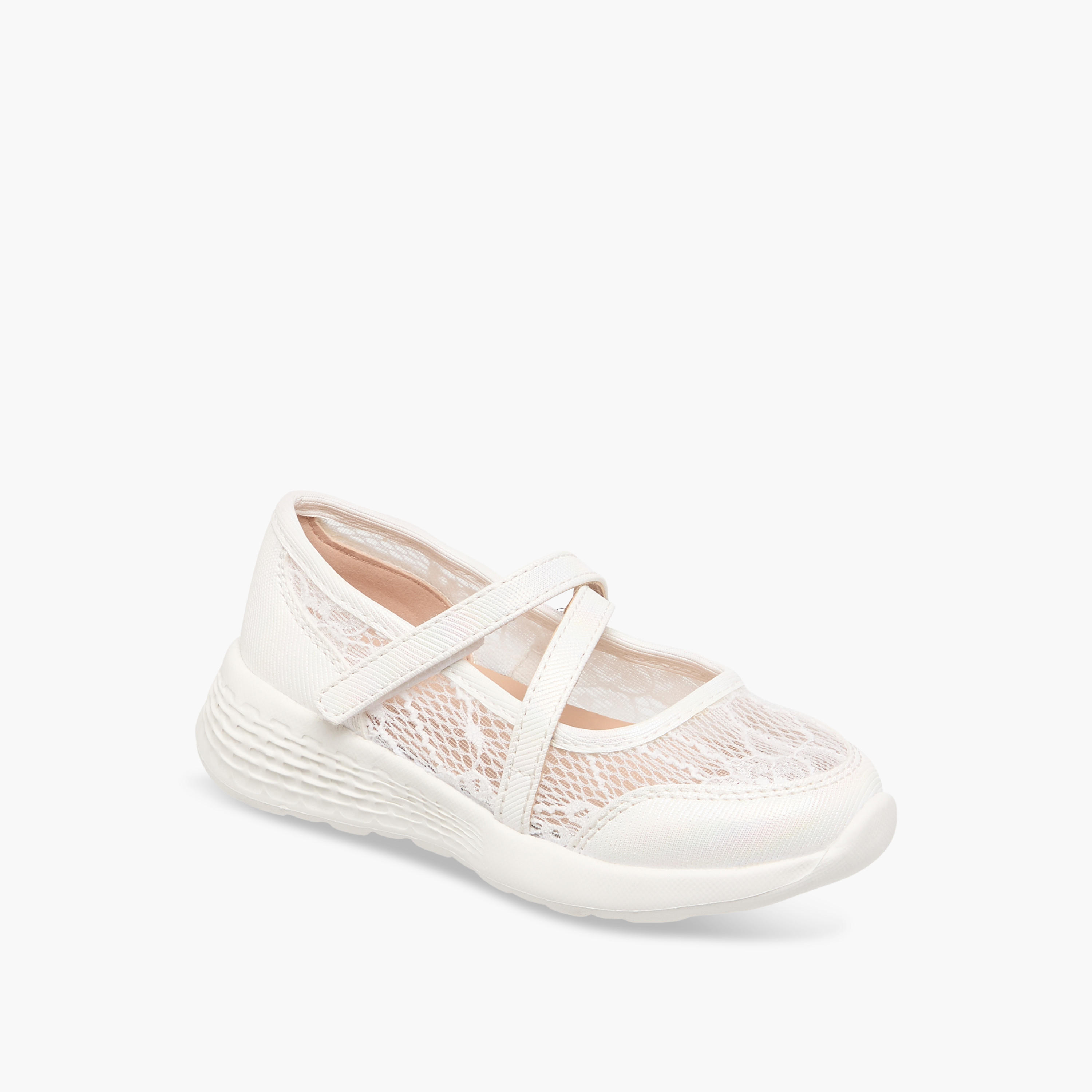Juniors Lace Detail Mary Jane Shoes with Hook and Loop Closure-girls-shoes-maryjanes-image-2