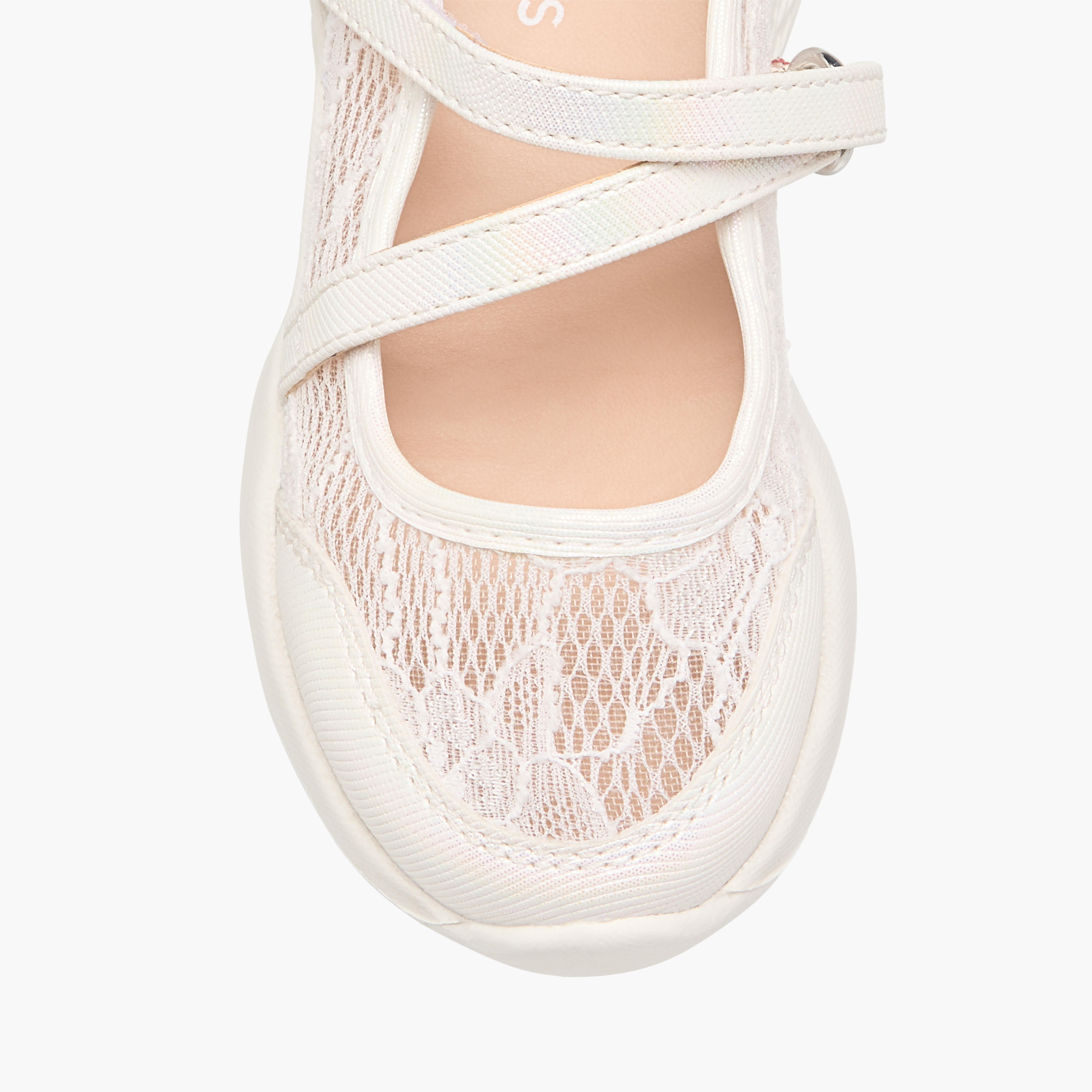 Juniors Lace Detail Mary Jane Shoes with Hook and Loop Closure-girls-shoes-maryjanes-image-4