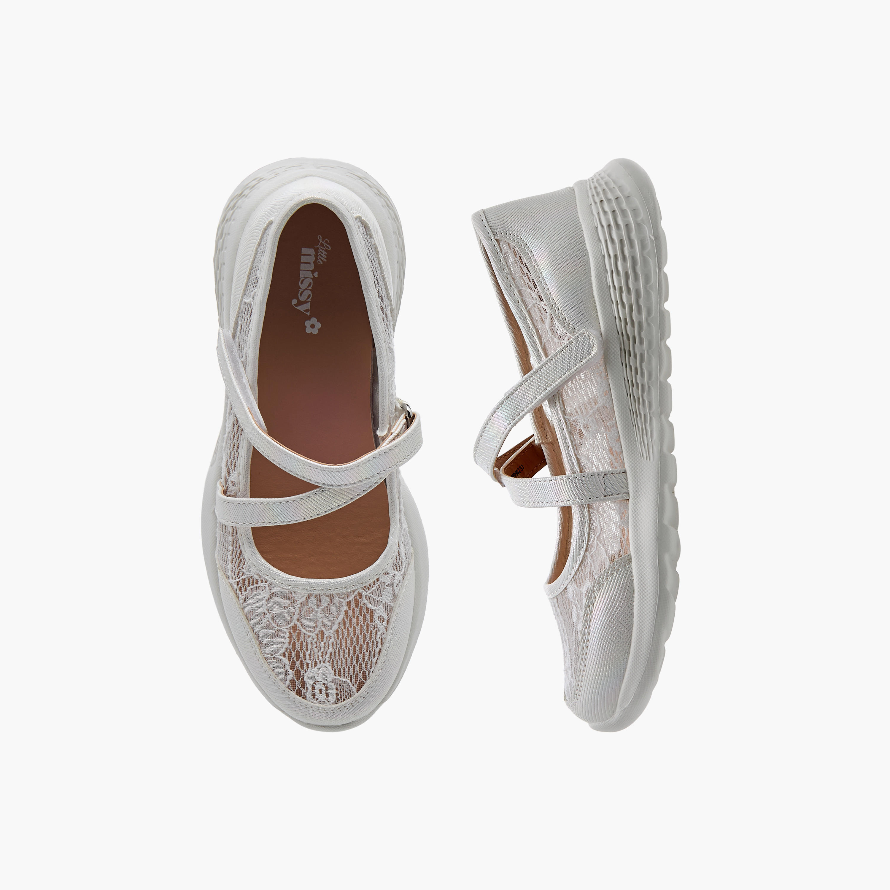 Little Missy Lace Detail Mary Jane Shoes with Hook and Loop Closure-girls-shoes-maryjanes-image-1