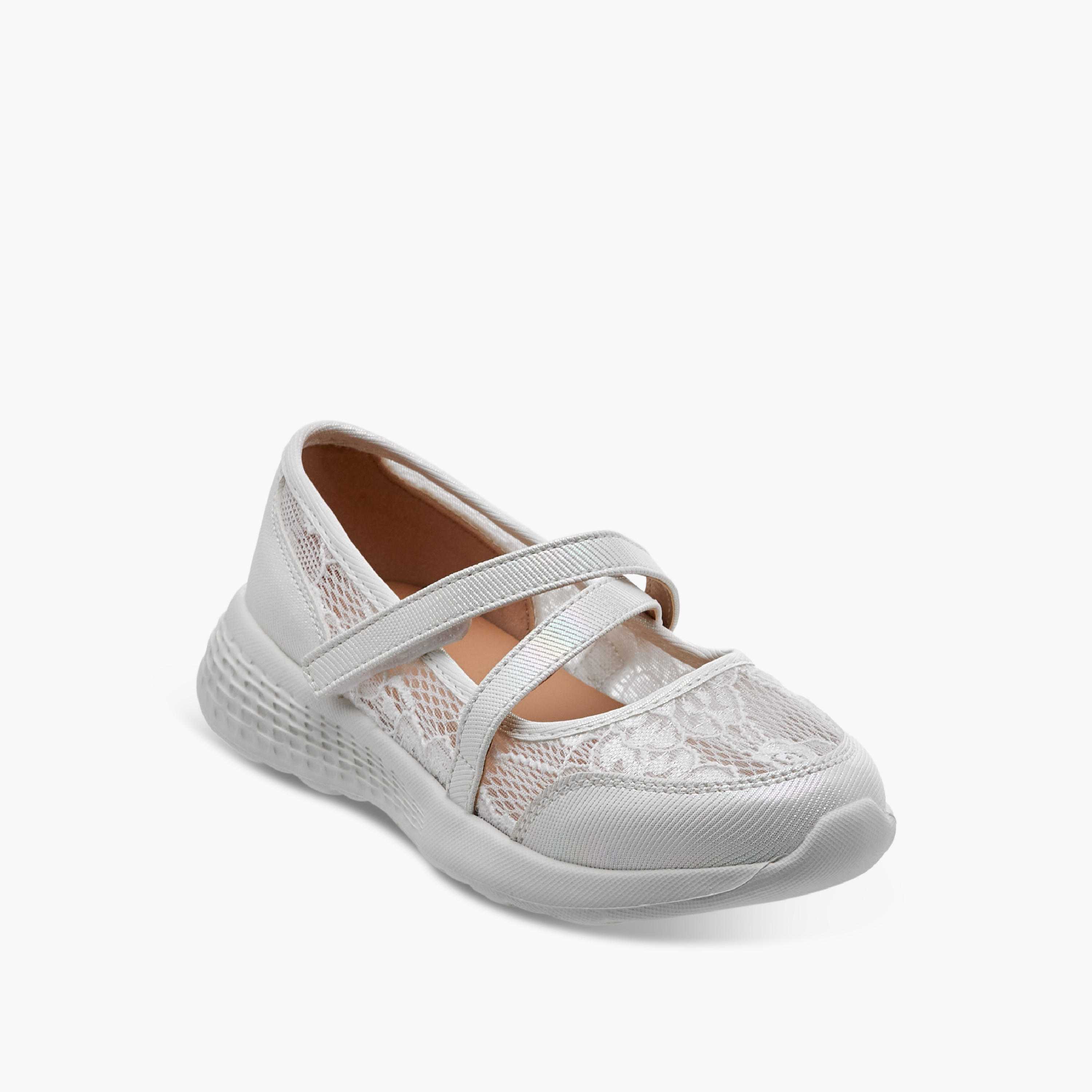 Little Missy Lace Detail Mary Jane Shoes with Hook and Loop Closure-girls-shoes-maryjanes-image-2