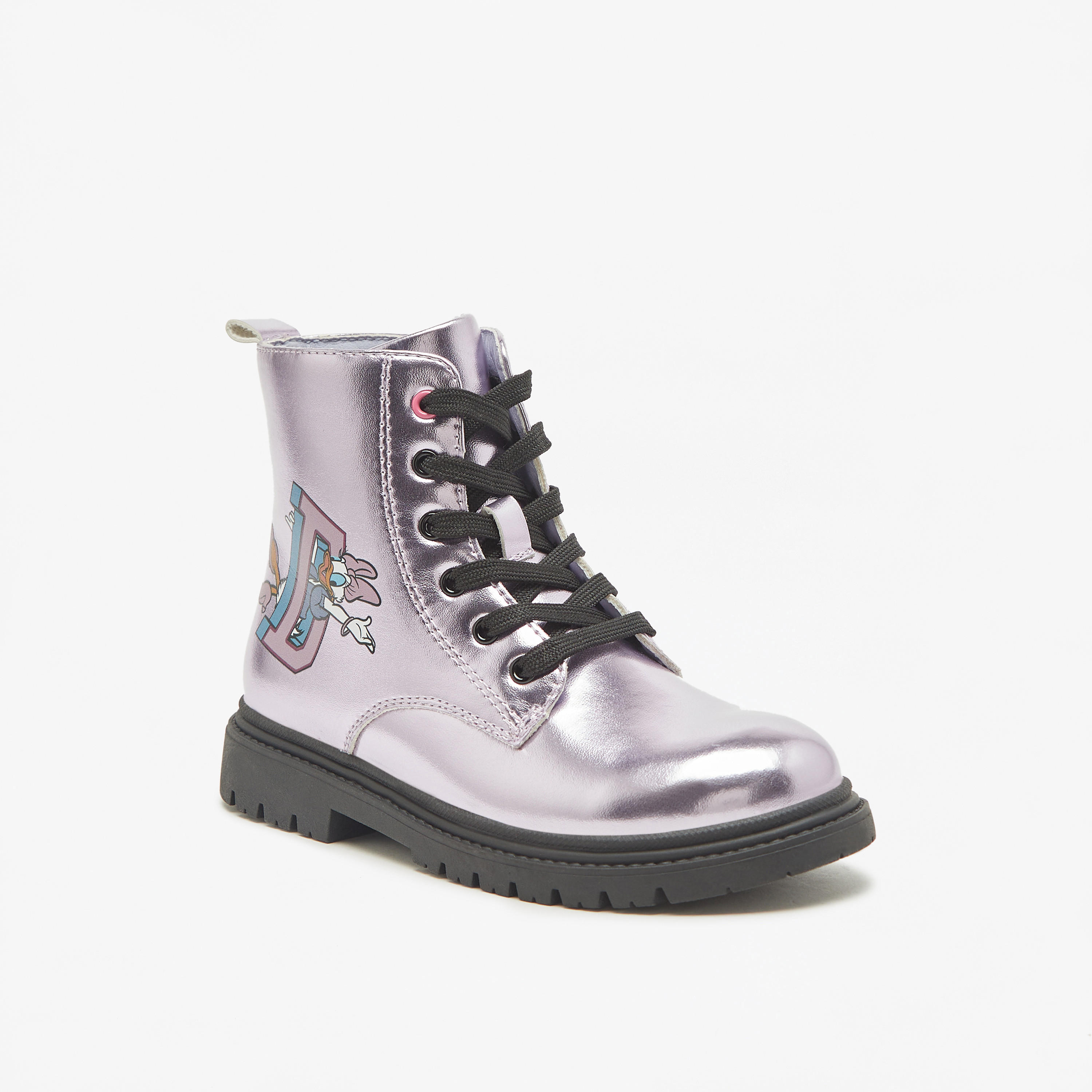 بوت بطول الكاحل ورباط إغلاق وطبعات دونالد داك من ديزني-girls-shoes-boots-image-1