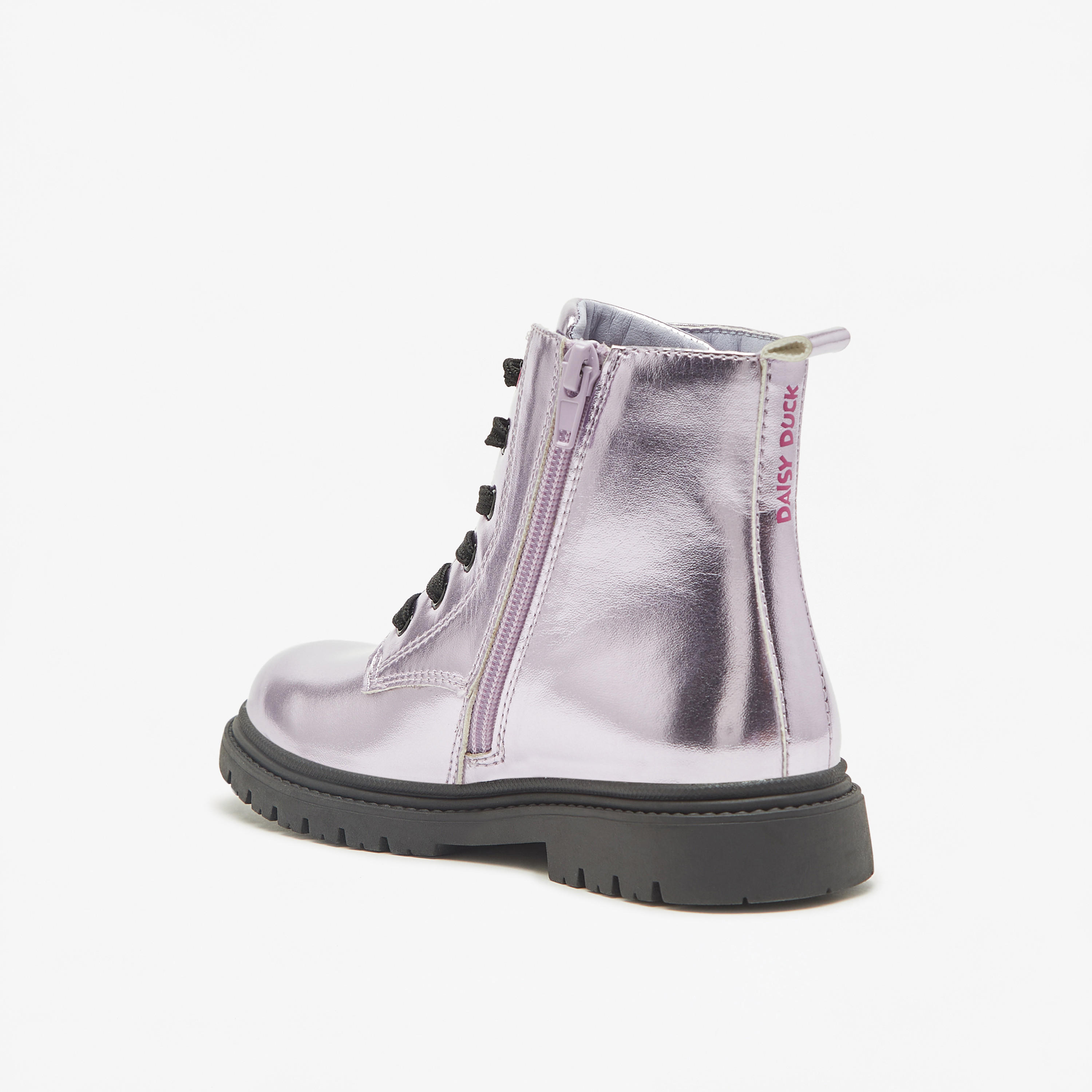 Disney Daisy Duck Print Ankle Boots with Lace-Up Closure-girls-shoes-boots-image-2