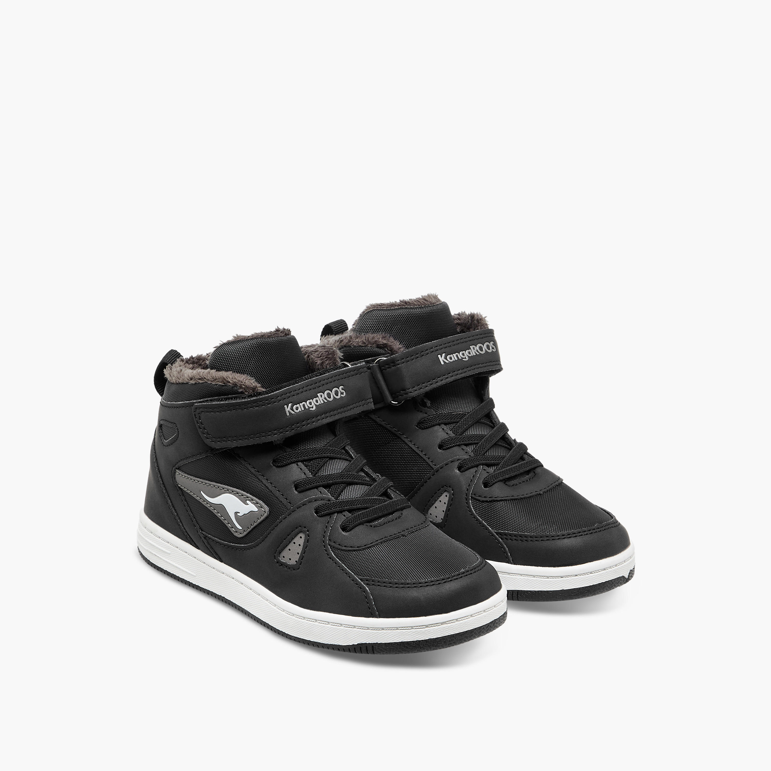 KangaROOS Boys' Panelled High Top Sneakers with Hook and Loop Closure-boys-shoes-sneakers-image-1