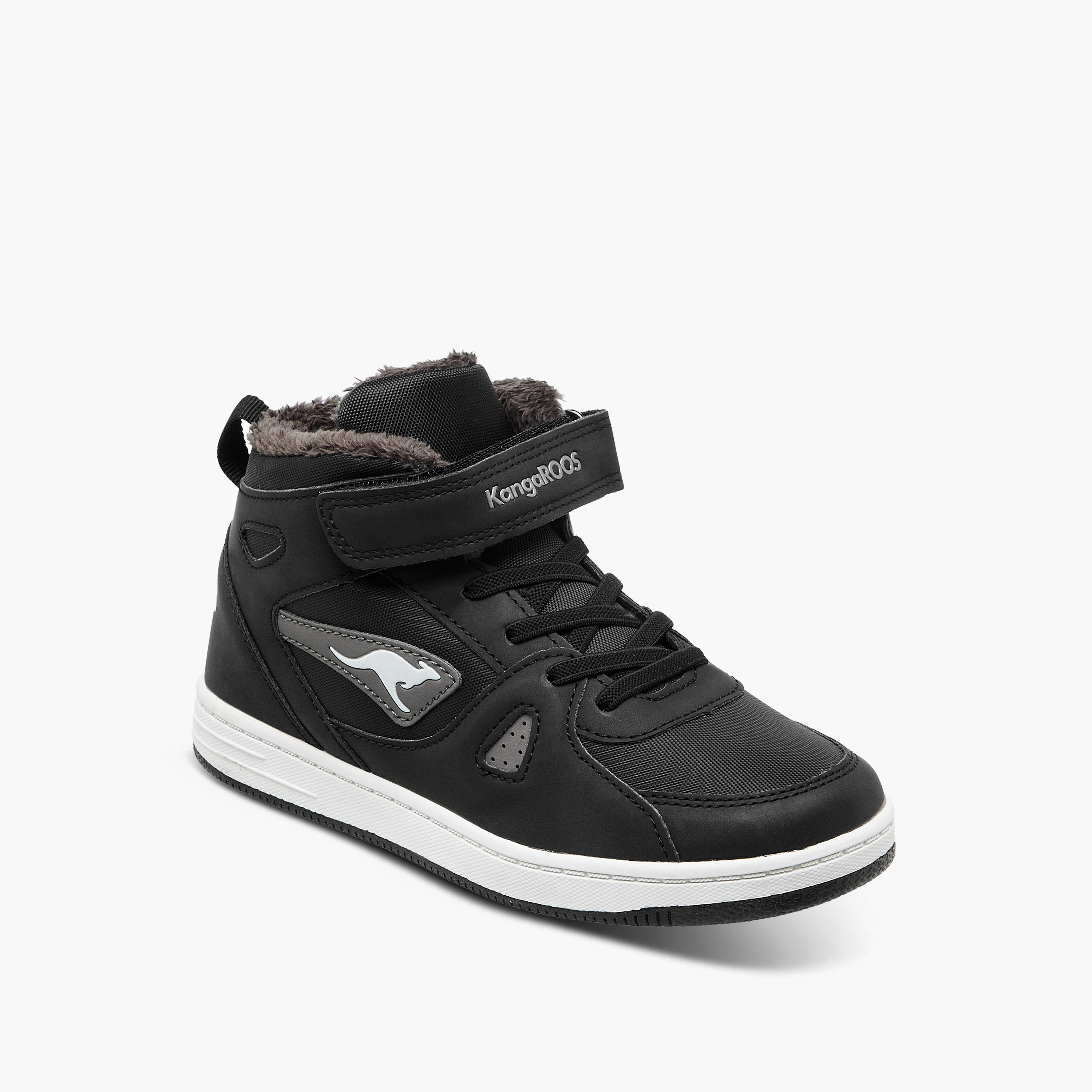 KangaROOS Boys' Panelled High Top Sneakers with Hook and Loop Closure-boys-shoes-sneakers-image-2