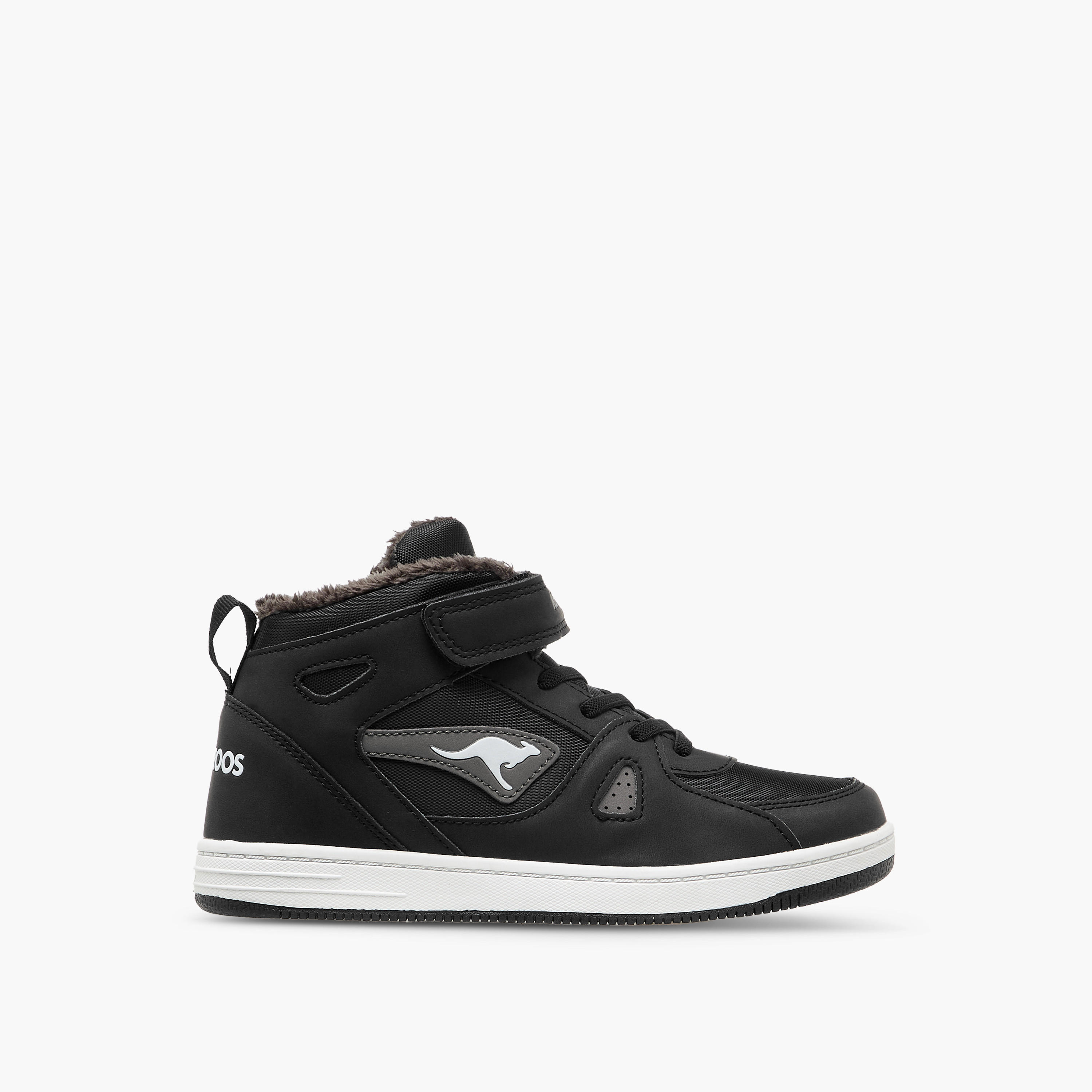 KangaROOS Boys' Panelled High Top Sneakers with Hook and Loop Closure-boys-shoes-sneakers-image-3