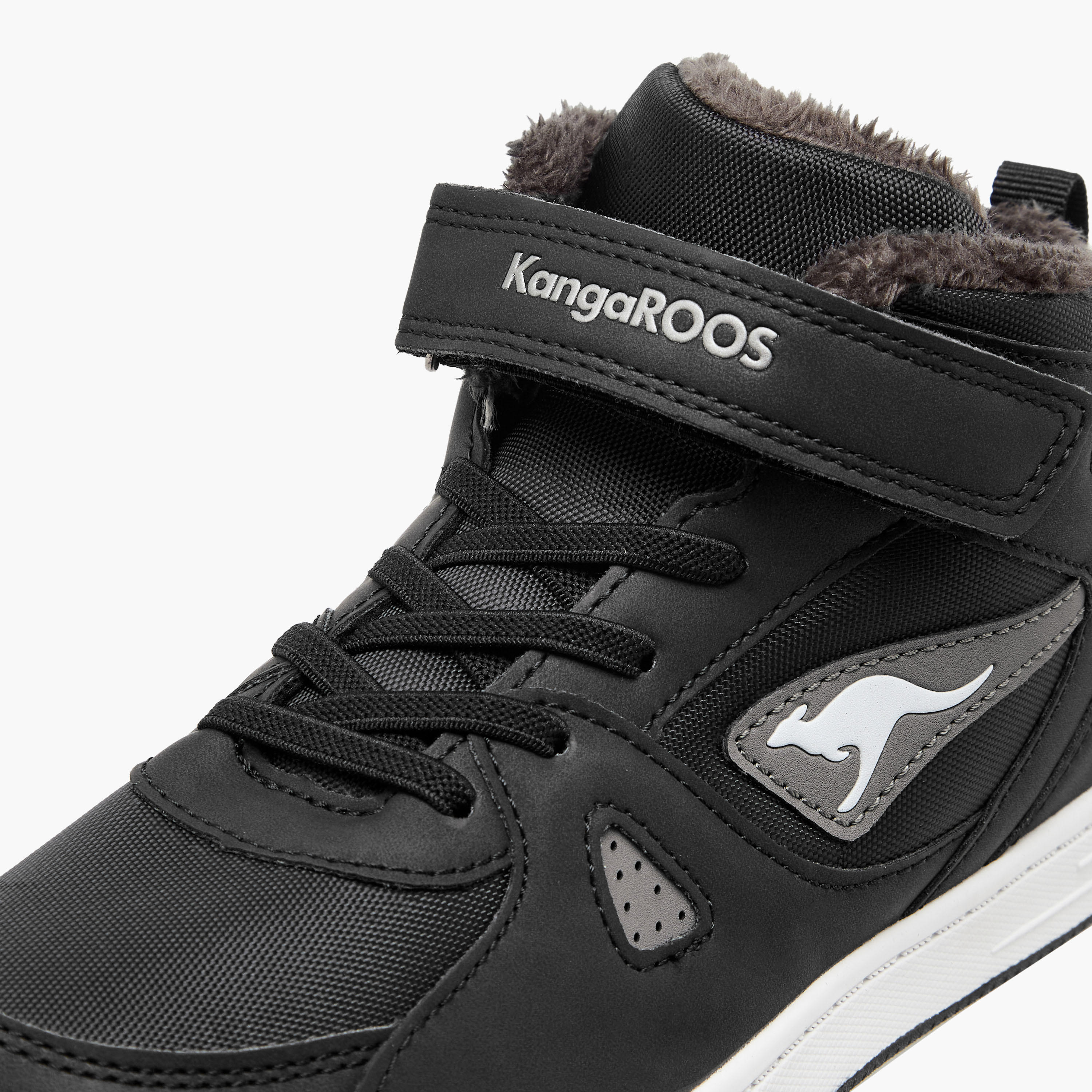 KangaROOS Boys' Panelled High Top Sneakers with Hook and Loop Closure-boys-shoes-sneakers-image-4