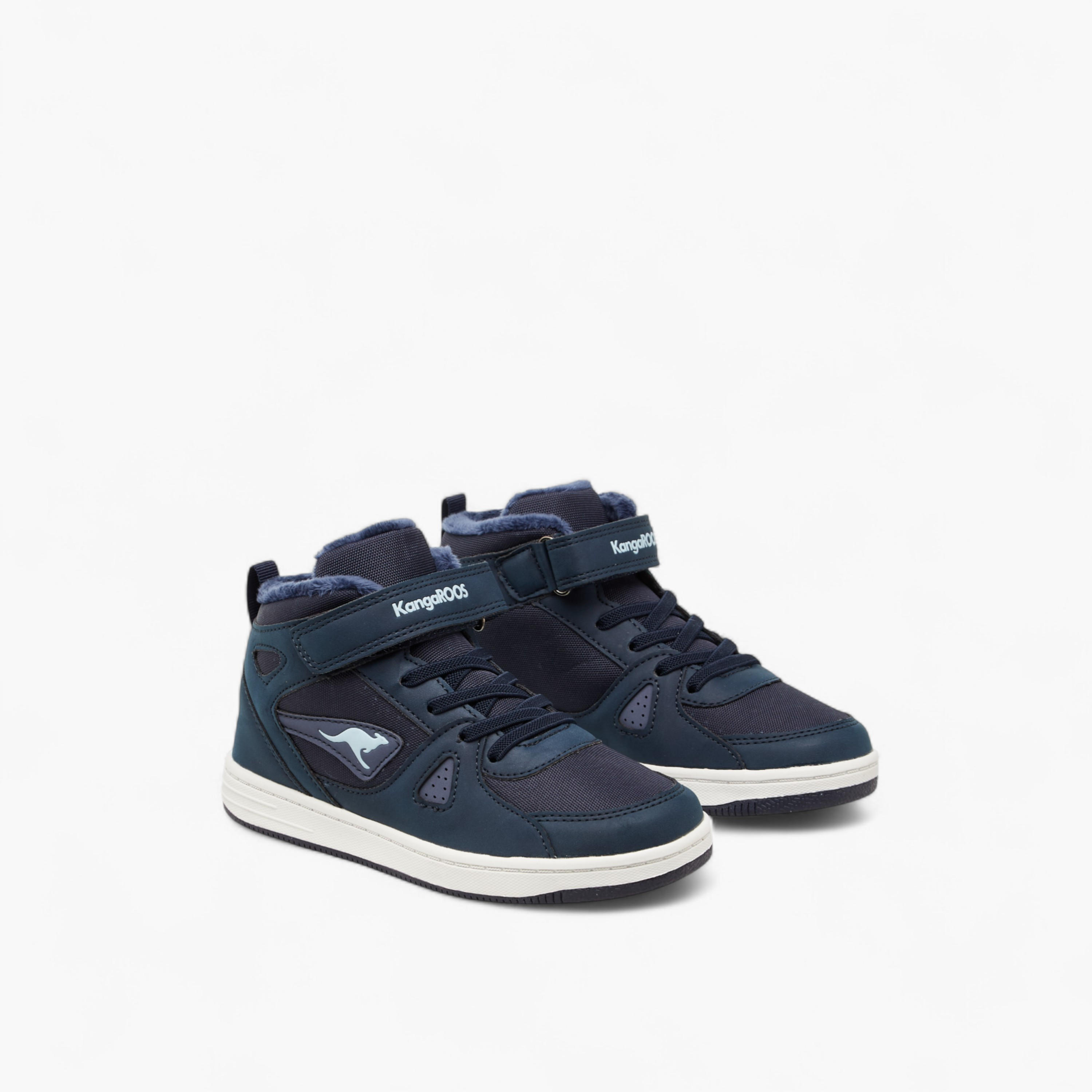KangaROOS Boys' Panelled High Top Sneakers with Hook and Loop Closure-boys-shoes-sneakers-image-1