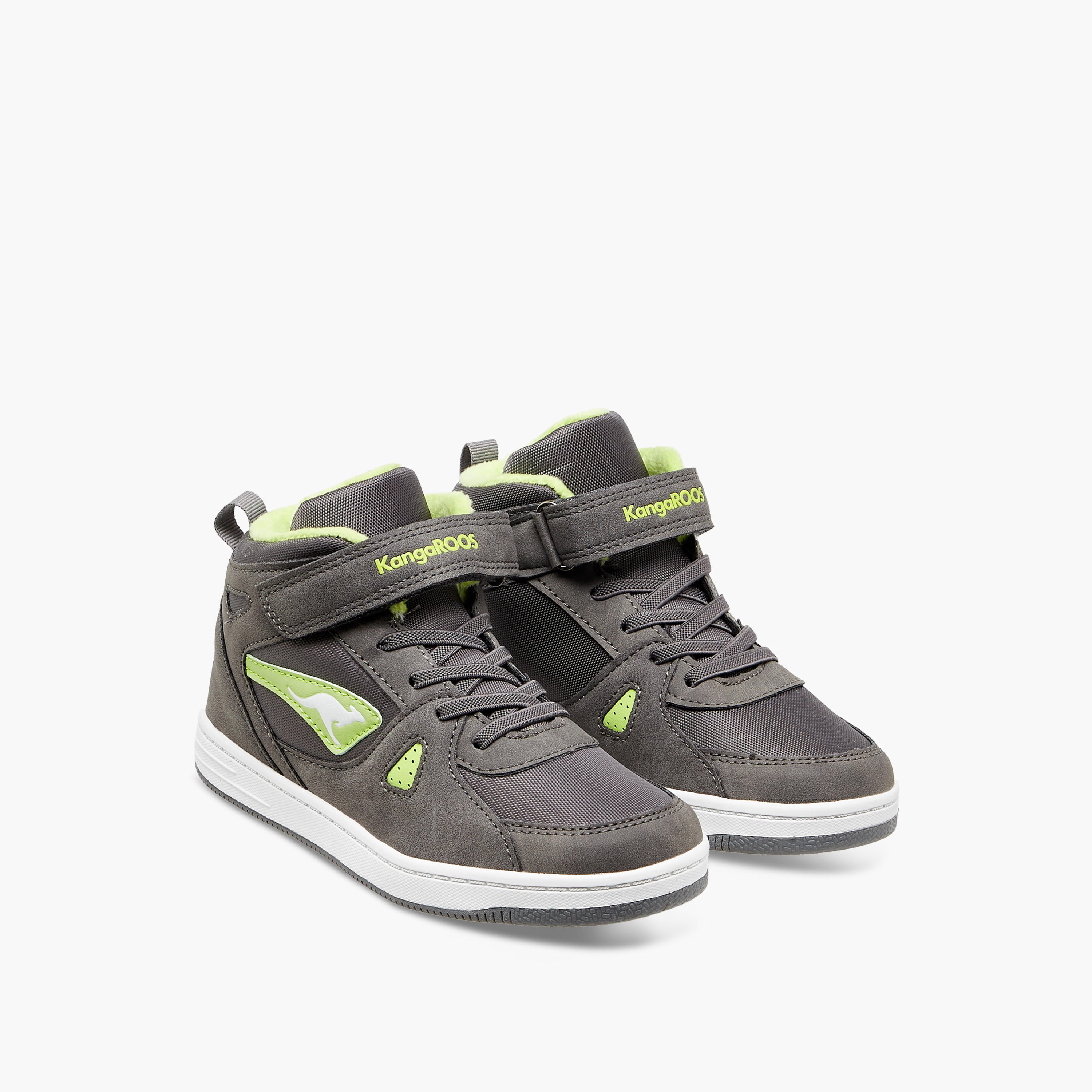 KangaROOS Boys' Panelled High Top Sneakers with Hook and Loop Closure-boys-shoes-sneakers-image-1