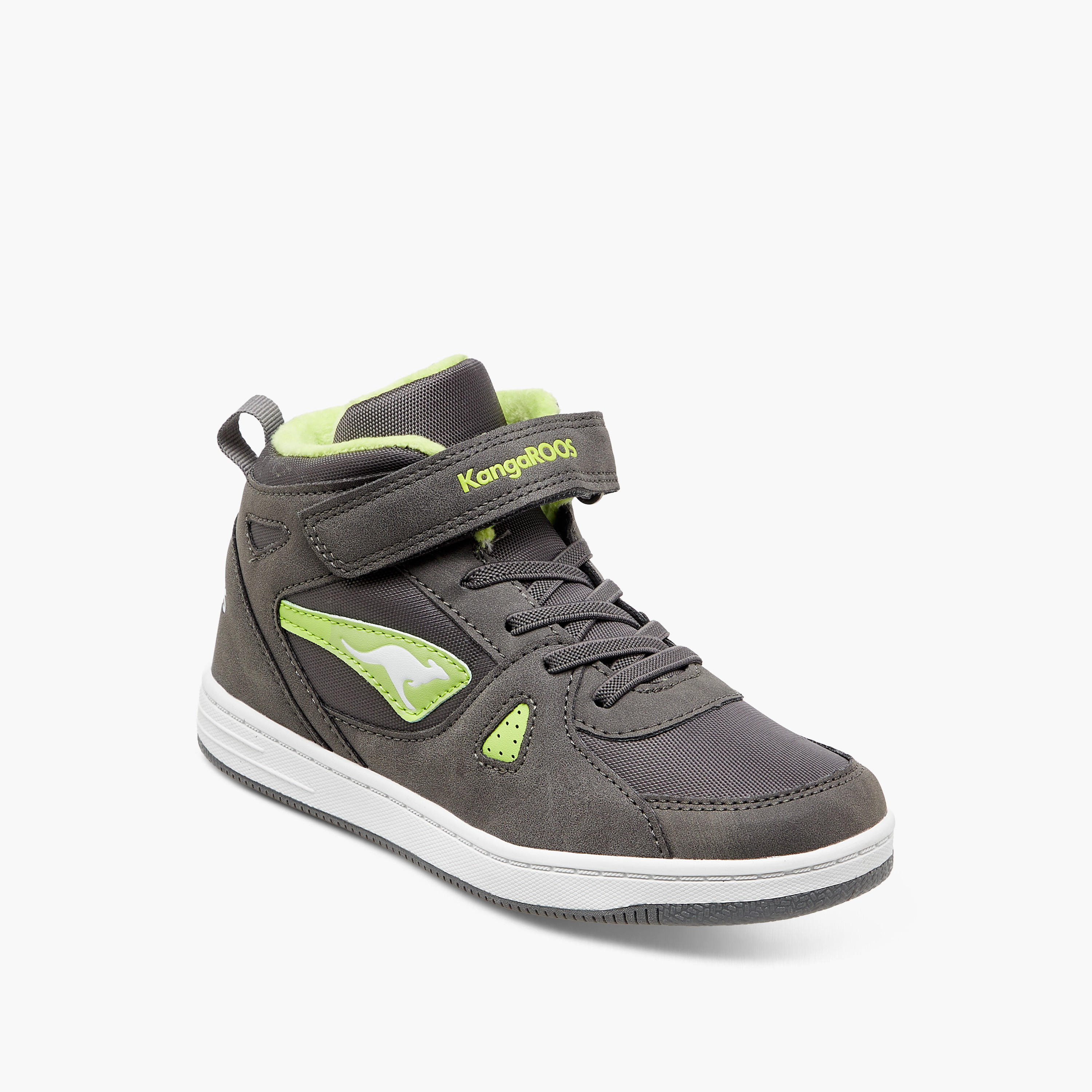 KangaROOS Boys' Panelled High Top Sneakers with Hook and Loop Closure-boys-shoes-sneakers-image-2