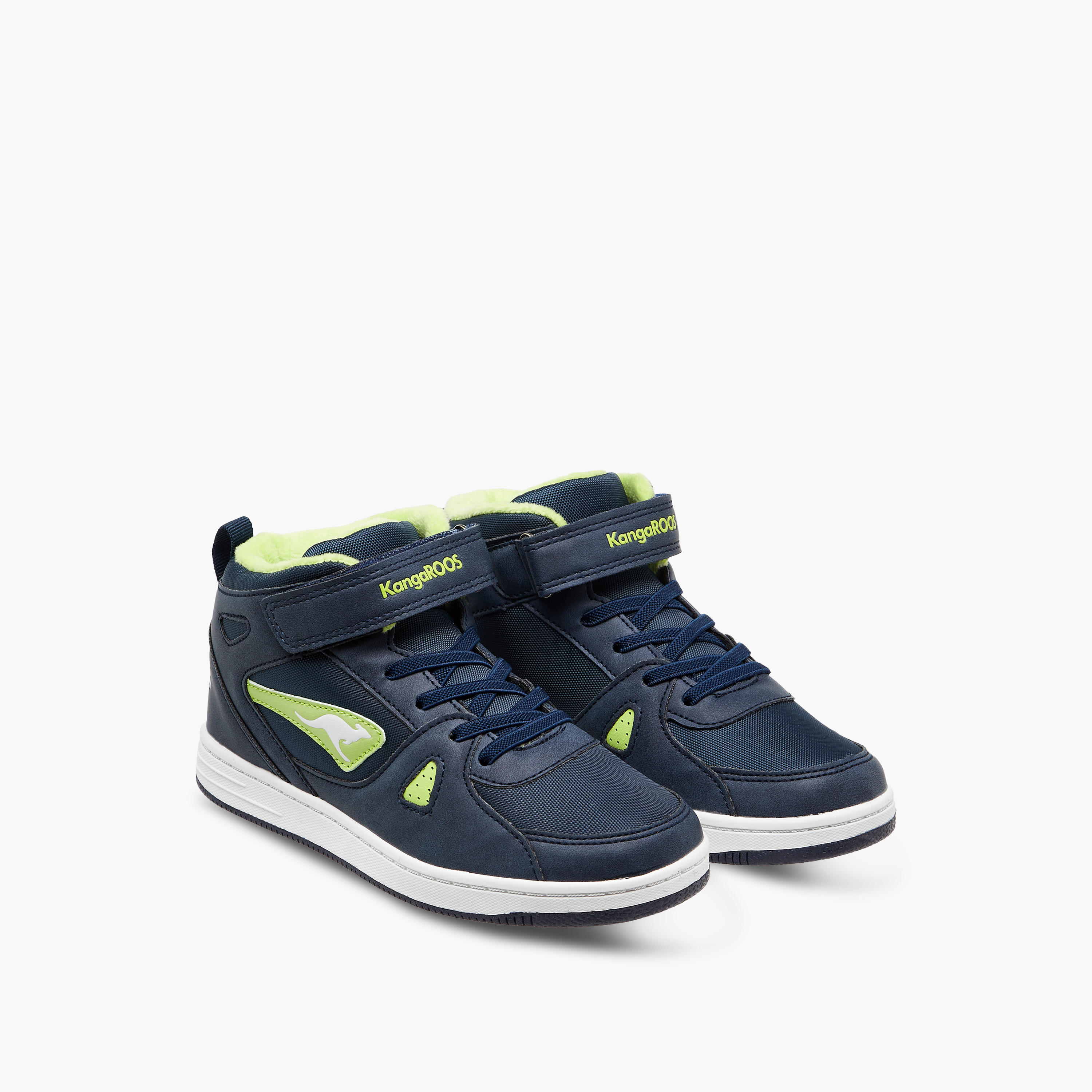 KangaROOS Boys' Panelled High Top Sneakers with Hook and Loop Closure-boys-shoes-sneakers-image-1