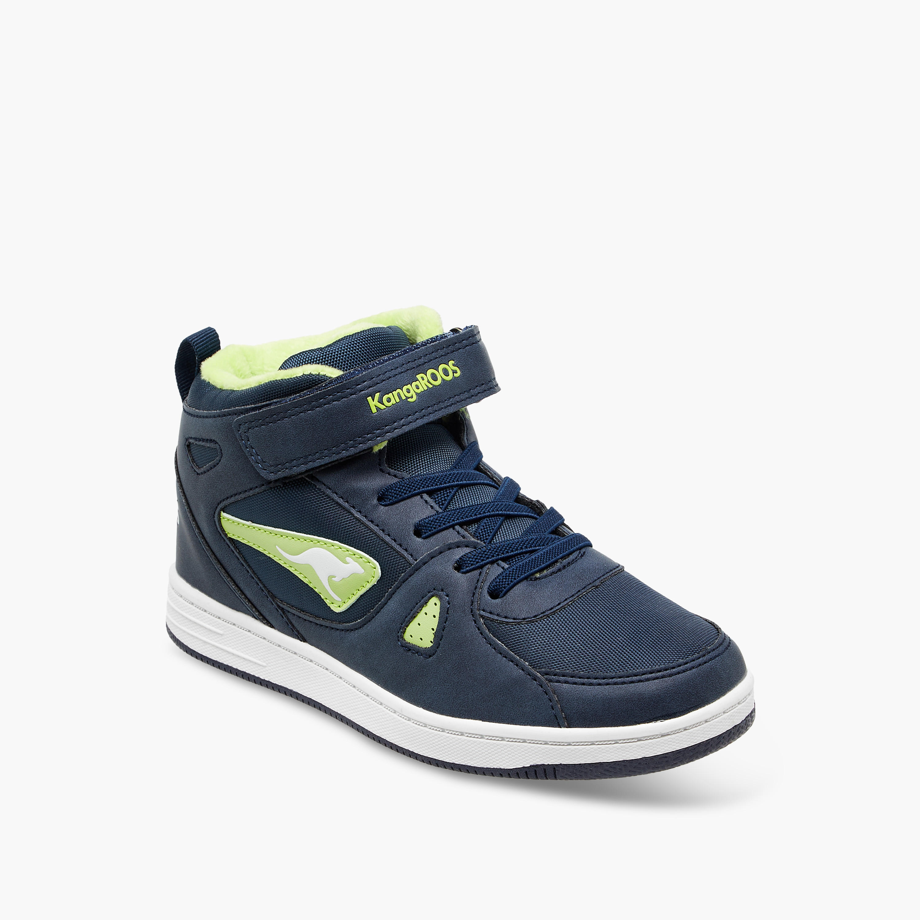 KangaROOS Boys' Panelled High Top Sneakers with Hook and Loop Closure-boys-shoes-sneakers-image-2