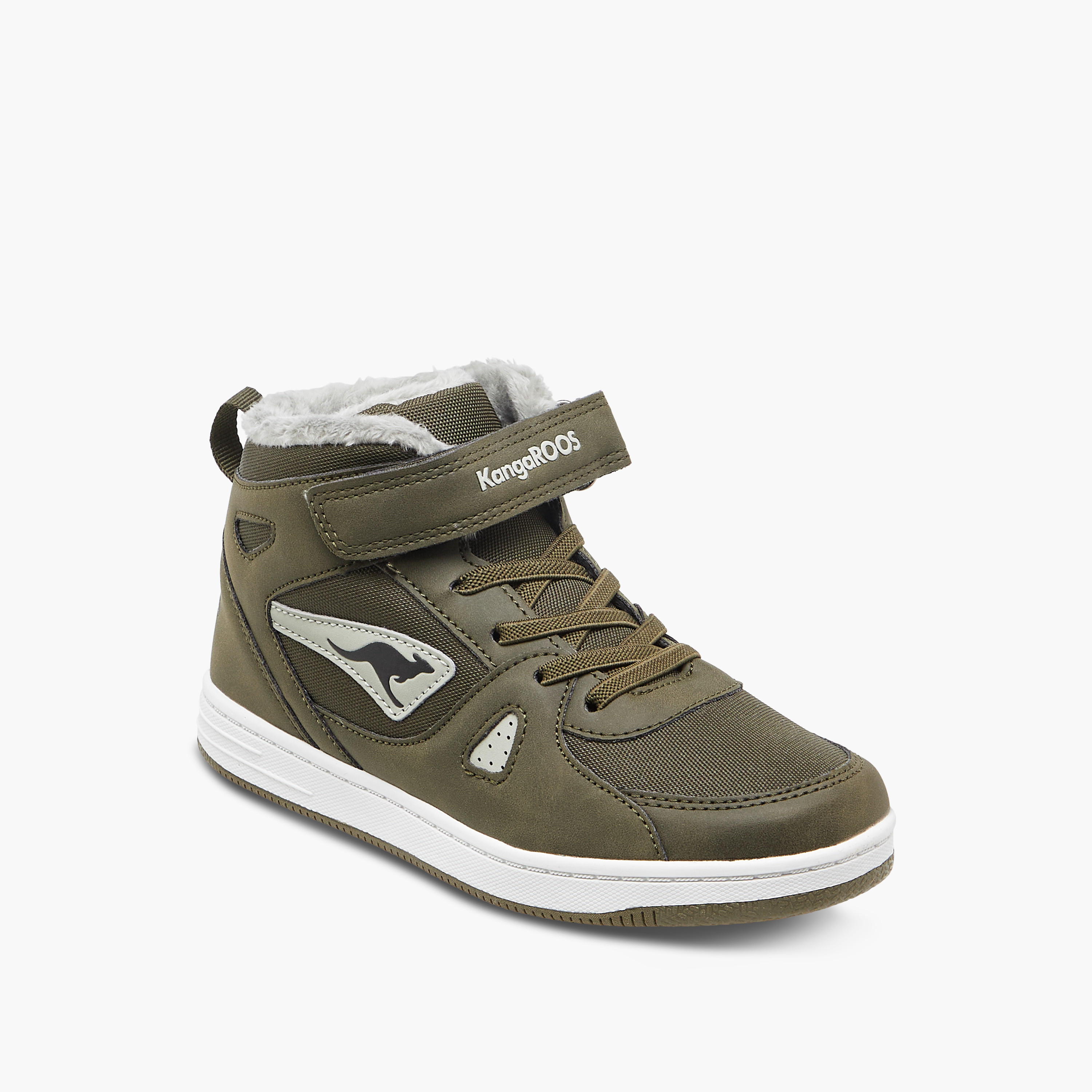 KangaROOS Boys' Panelled High Top Sneakers with Hook and Loop Closure-boys-shoes-sneakers-image-2