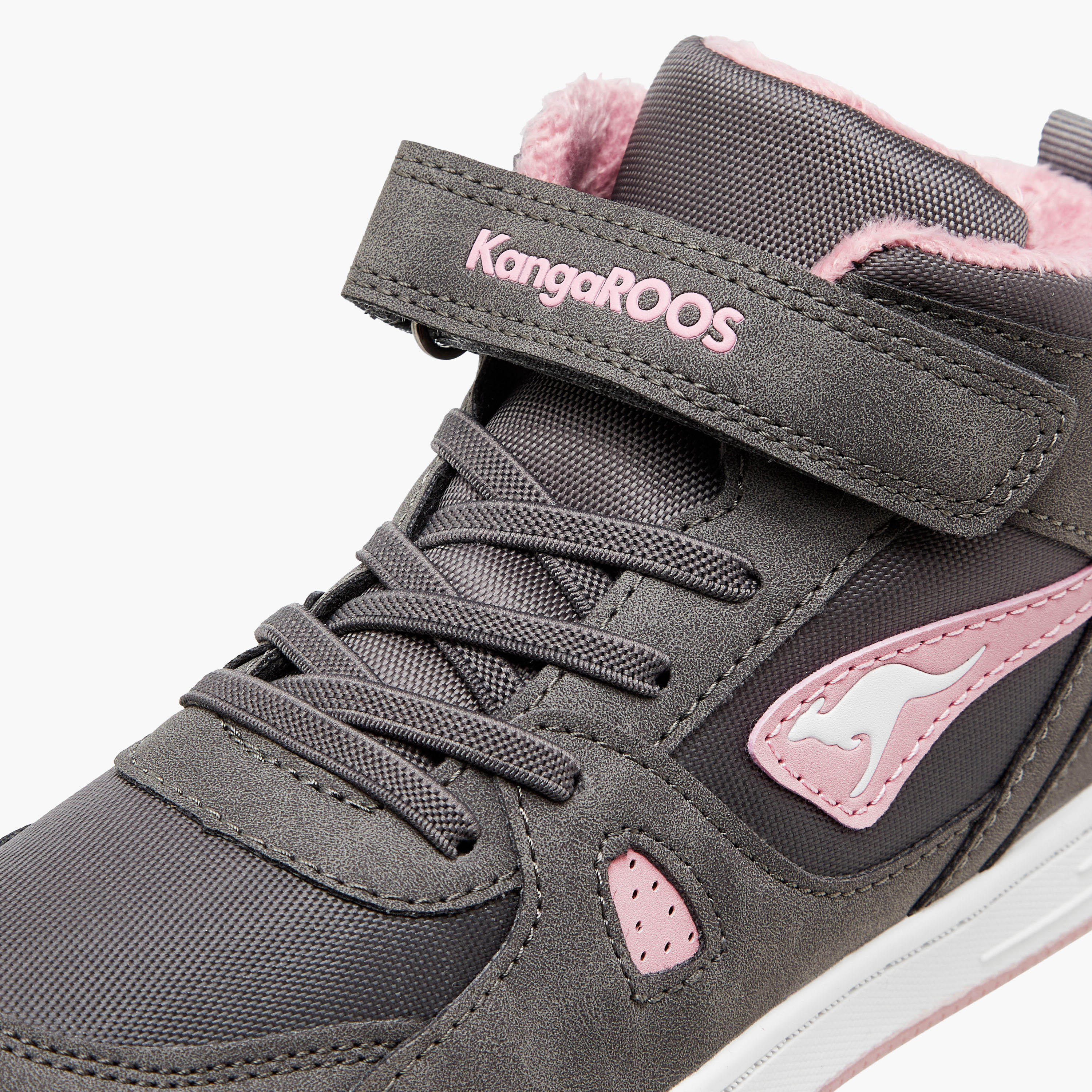 KangaROOS Girls' Panelled High Top Sneakers with Hook and Loop Closure-girls-shoes-sneakers-image-4