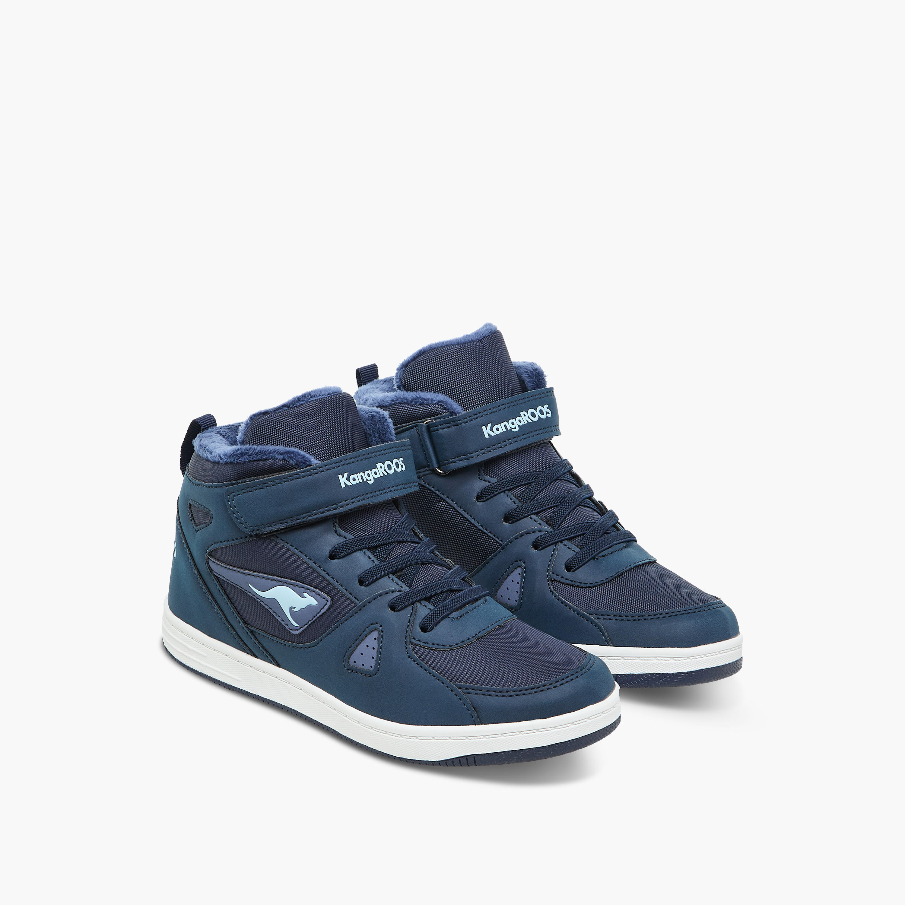 KangaROOS Women's Panelled High Top Sneakers with Hook and Loop Closure-women-shoes-sneakers-image-1