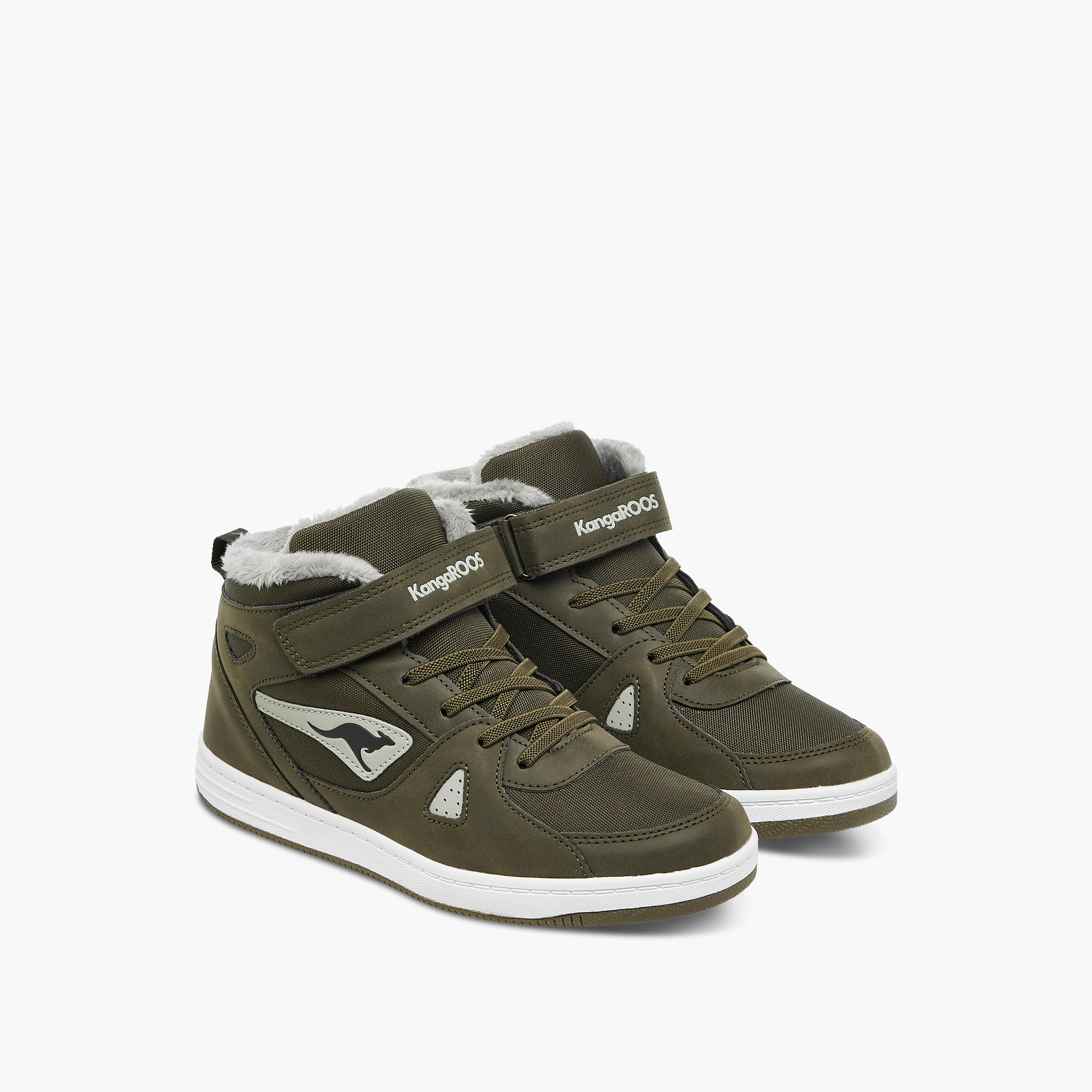 KangaROOS Women's Panelled High Top Sneakers with Hook and Loop Closure-women-shoes-sneakers-image-1