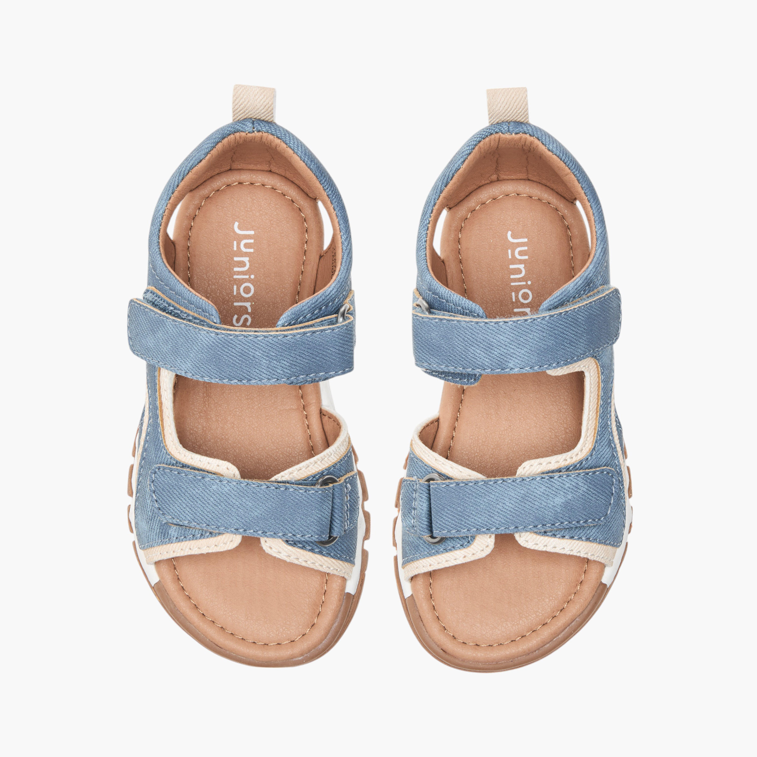 حذاء خفيف بتفاصيل ستيتش بشريط إغلاق لاصق من جونيورز-boys-shoes-sandals-image-1