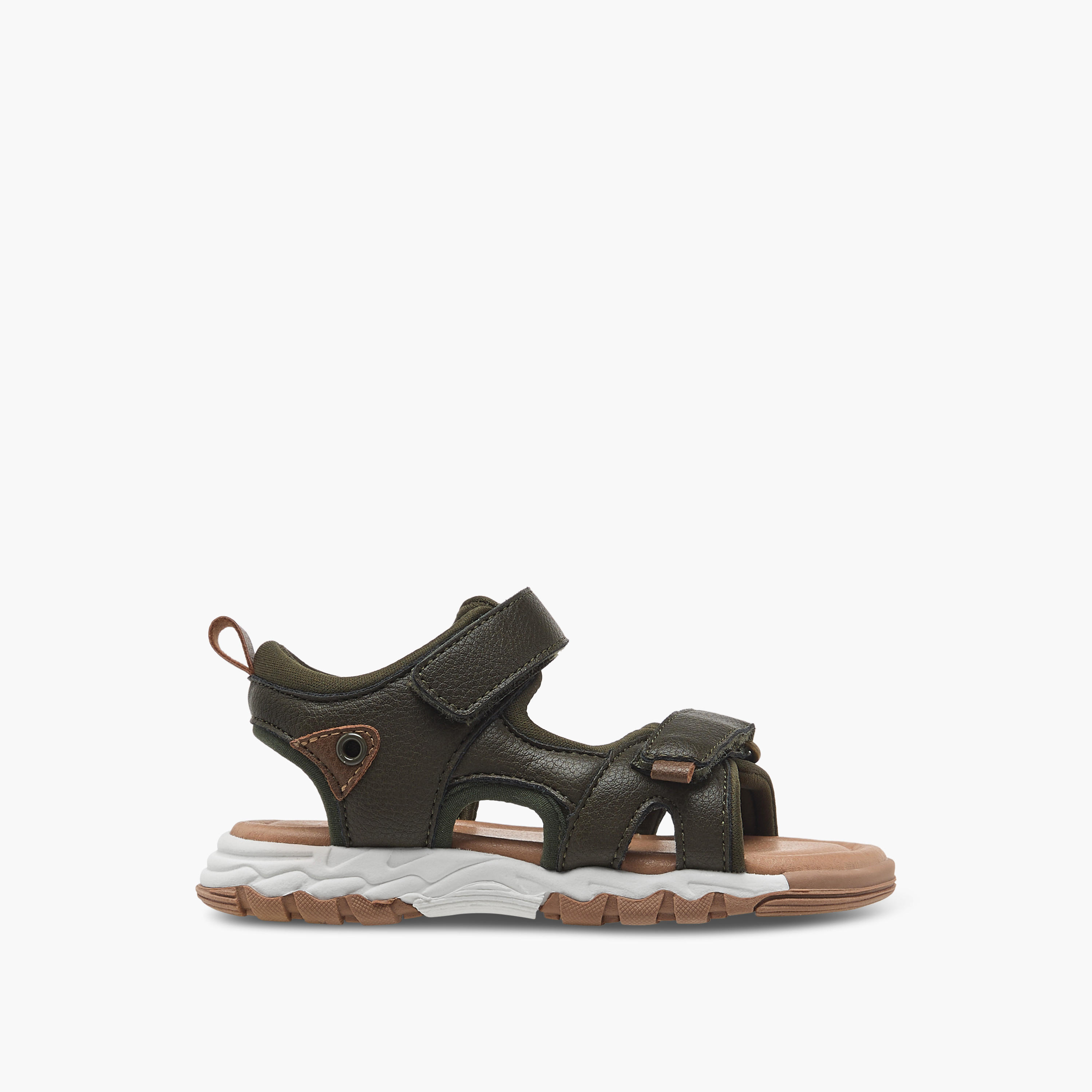 Juniors Textured Floaters with Hook and Loop Closure-baby-boys-shoes-sandals-image-3