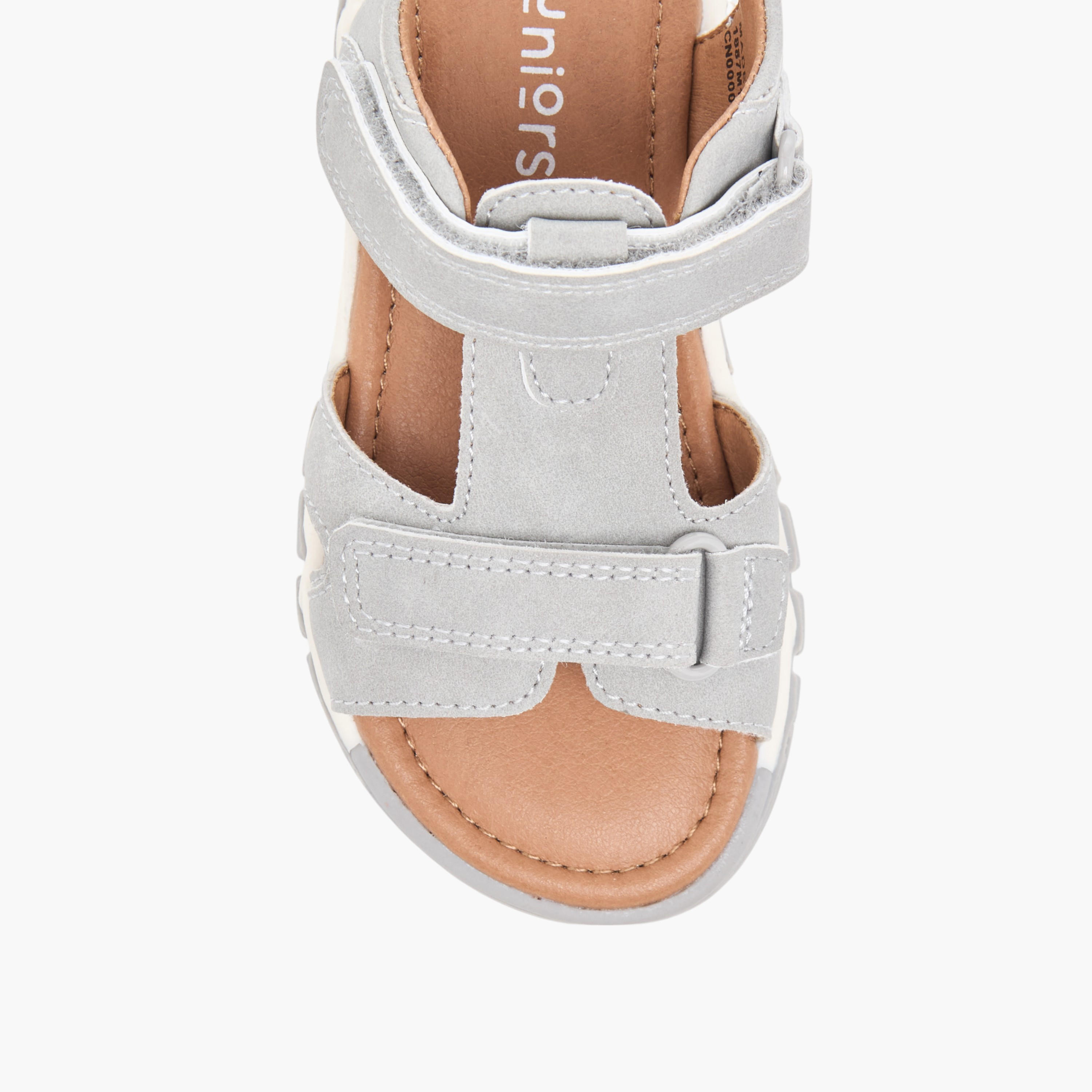 Juniors Boys Stitch Detail Floaters with Hook and Loop Closure-boys-shoes-sandals-image-3