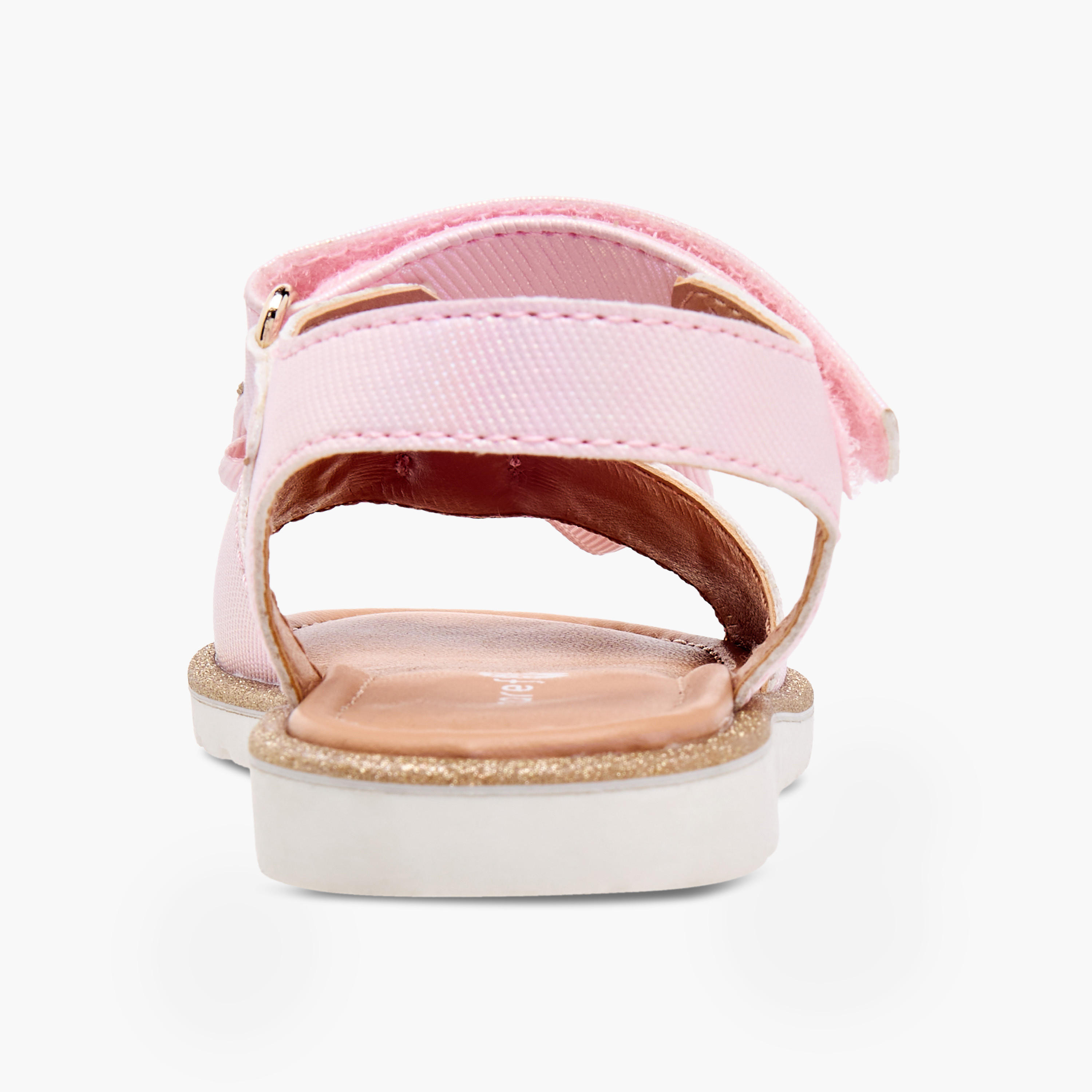 Barefeet Bow Embellished Flat Sandals with Hook and Loop Closure-girls-shoes-sandals-image-4