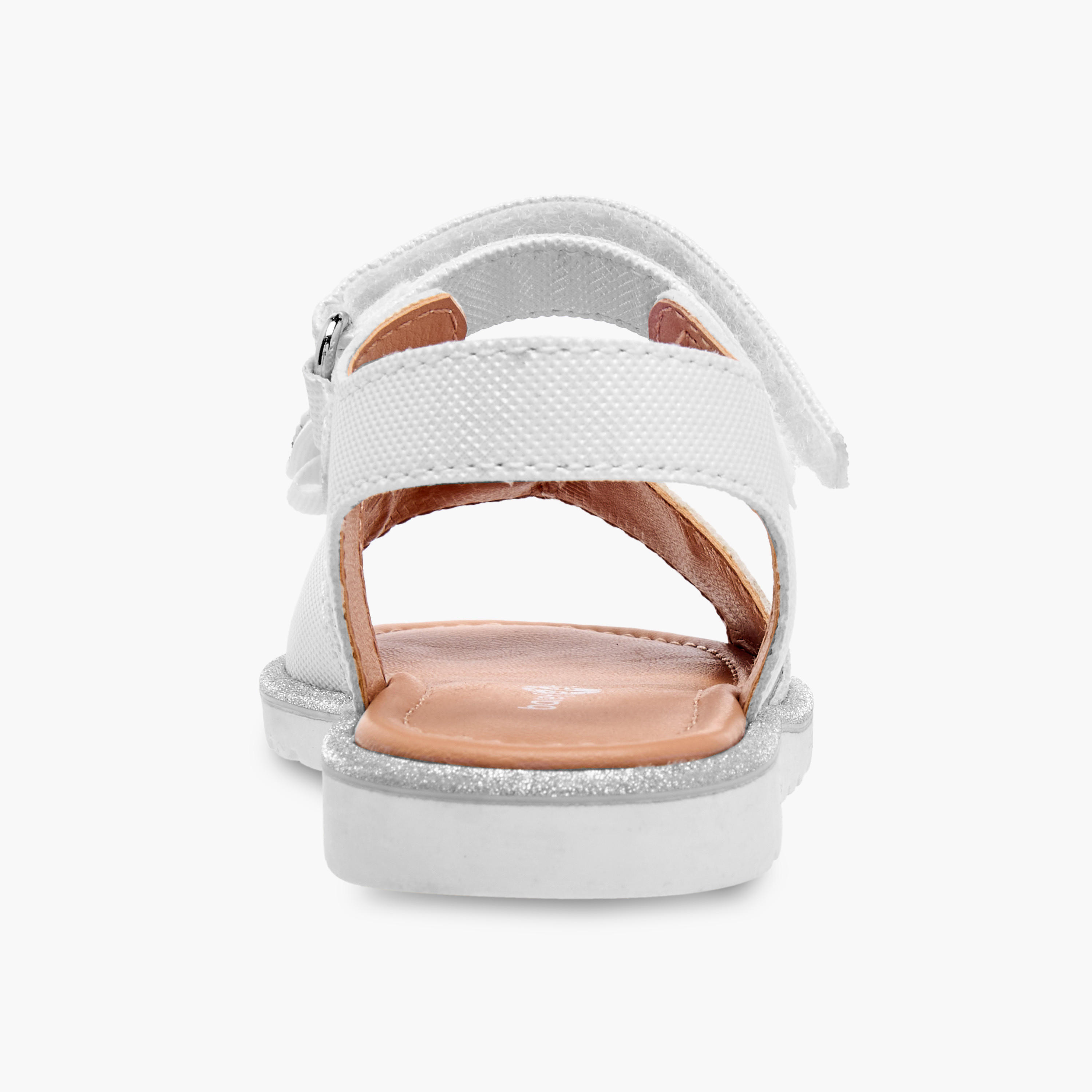 Barefeet Bow Embellished Flat Sandals with Hook and Loop Closure-girls-shoes-sandals-image-4