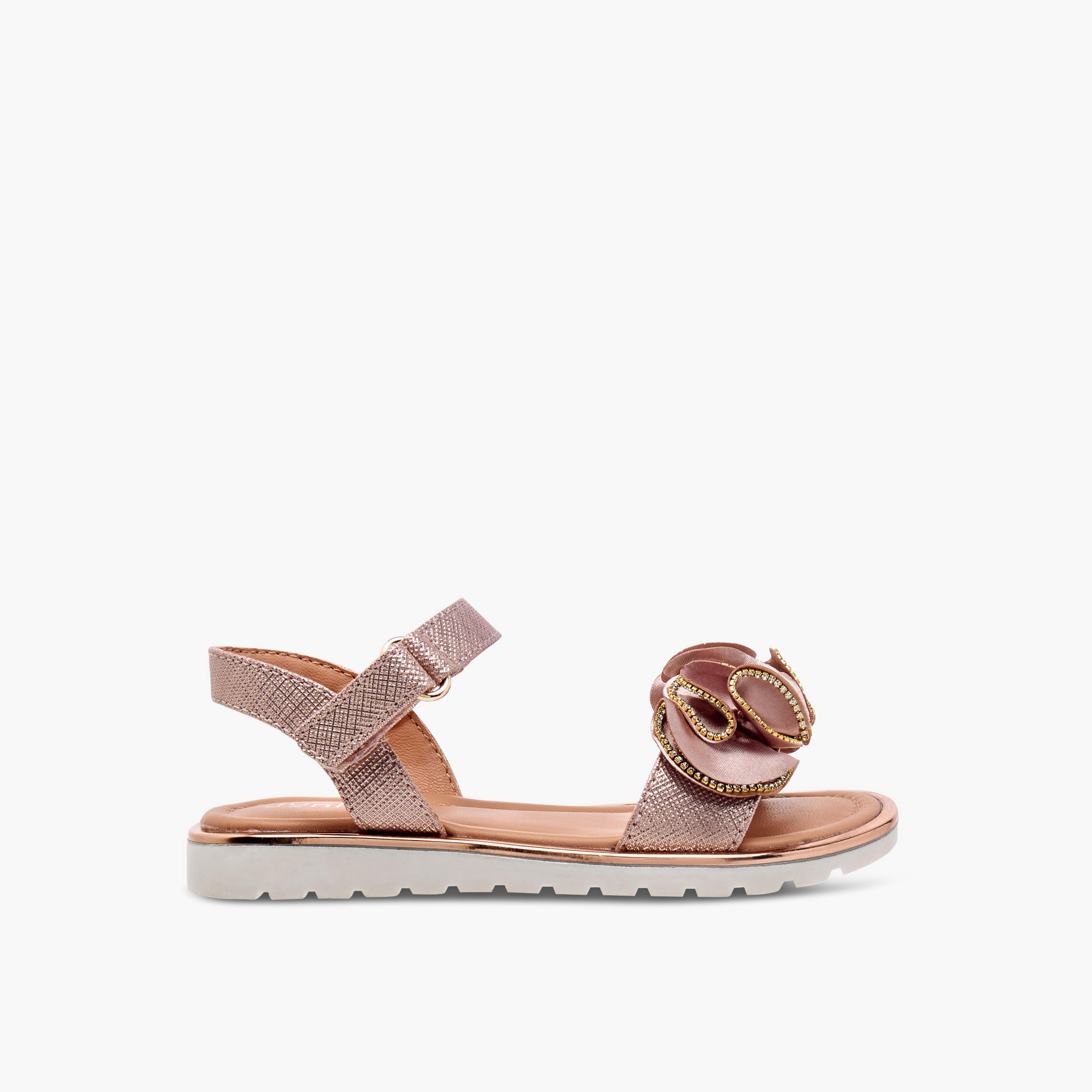 Juniors Embellished Sandals with Hook and Loop Closure-girls-shoes-sandals-image-2