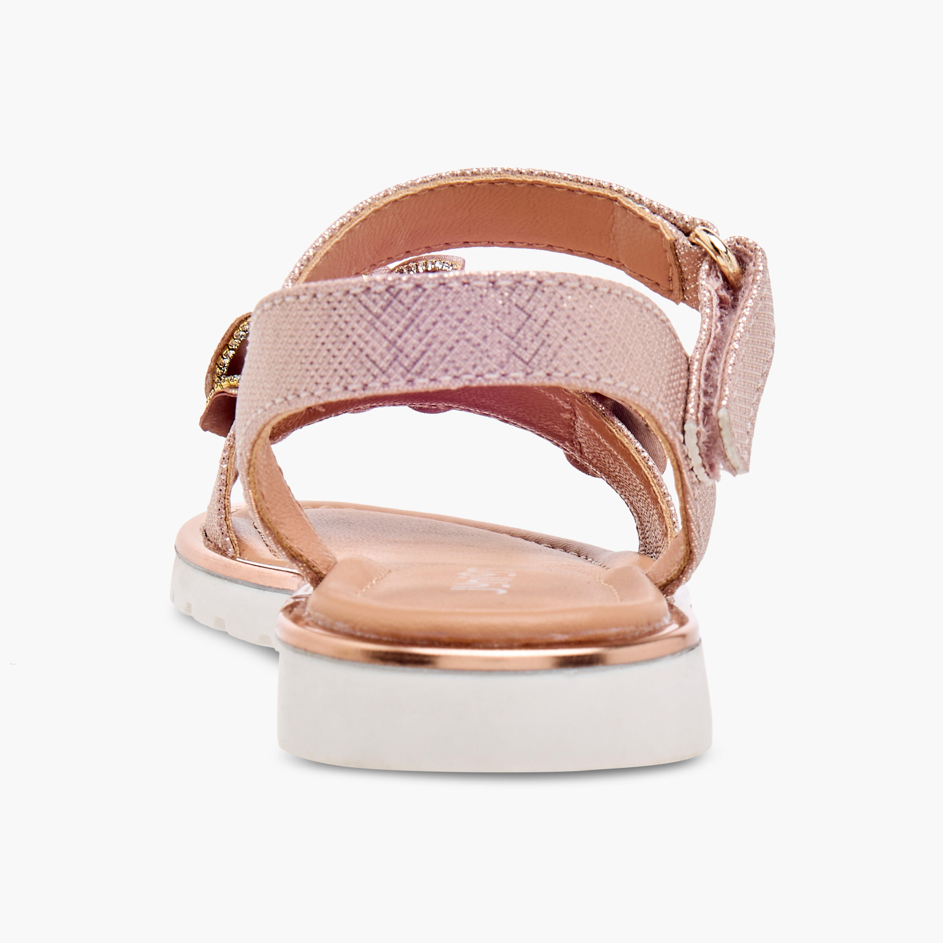 Juniors Embellished Sandals with Hook and Loop Closure-girls-shoes-sandals-image-4