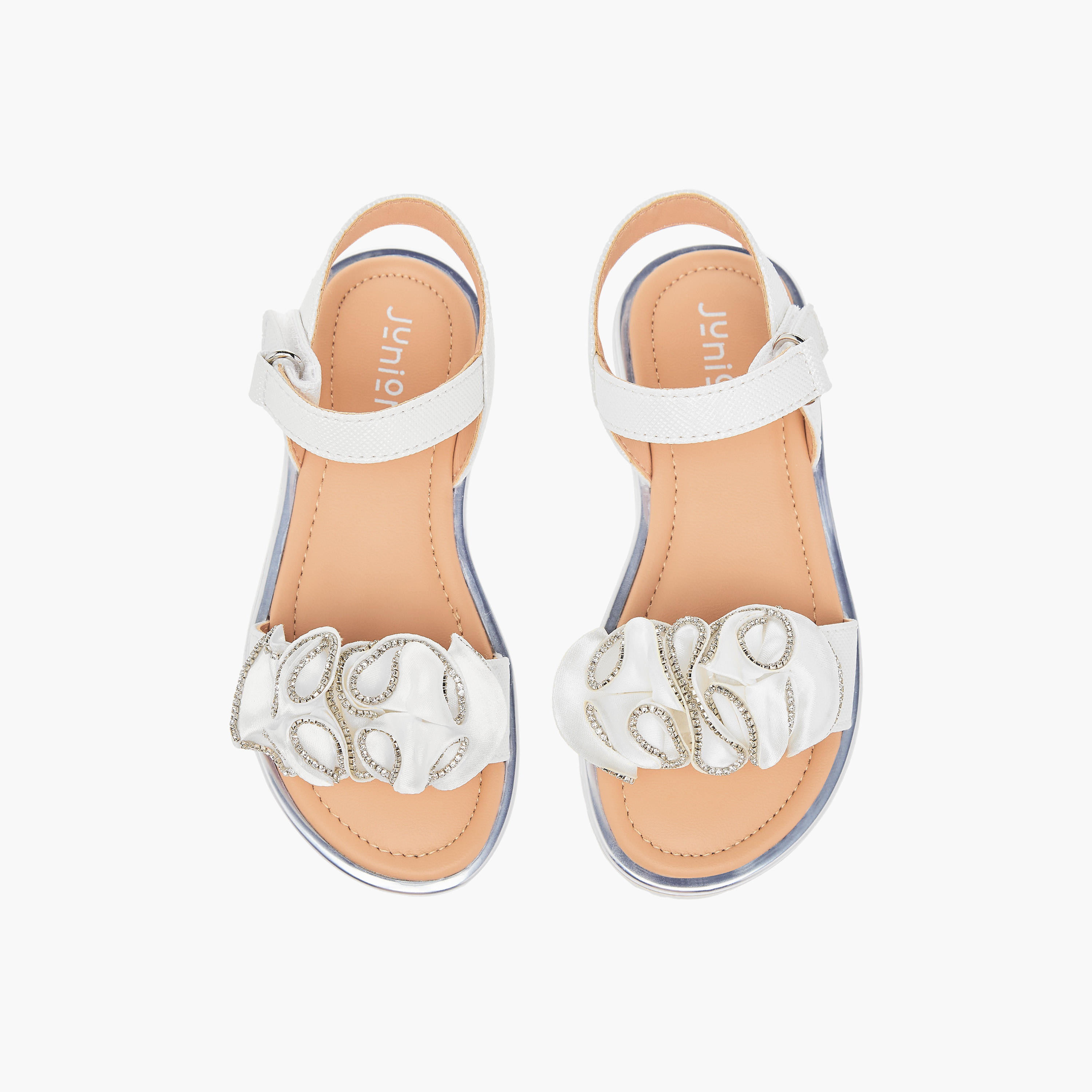 Juniors Embellished Sandals with Hook and Loop Closure-girls-shoes-sandals-image-1