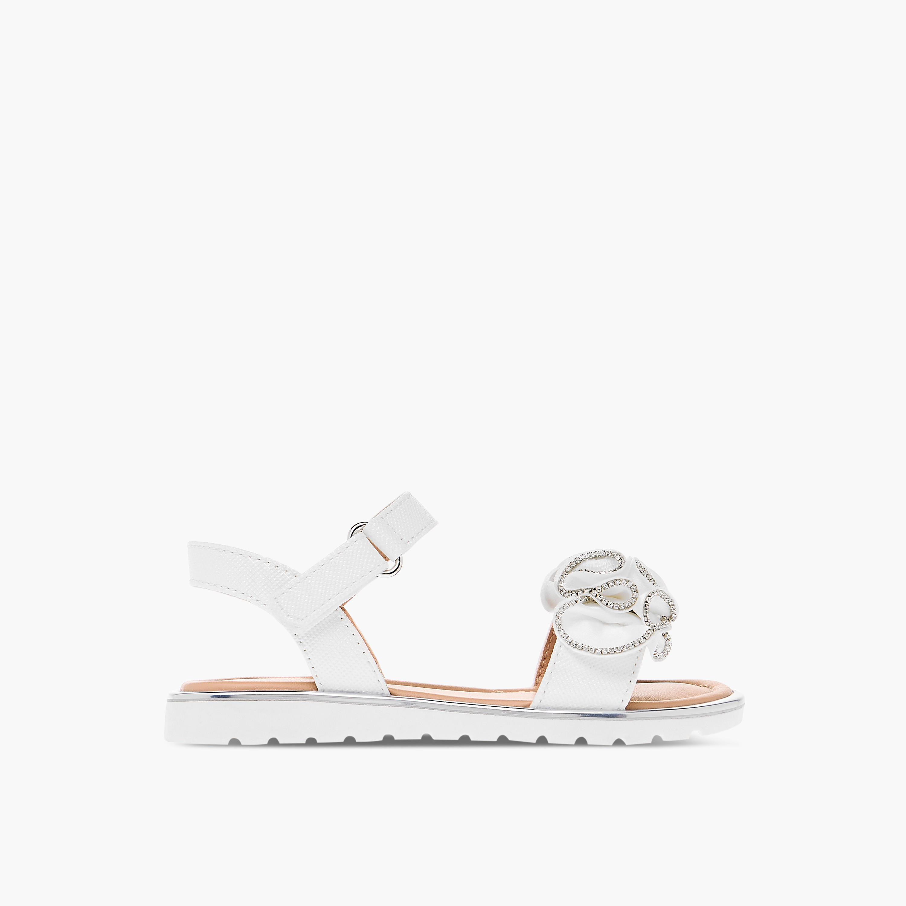 Juniors Embellished Sandals with Hook and Loop Closure-girls-shoes-sandals-image-2