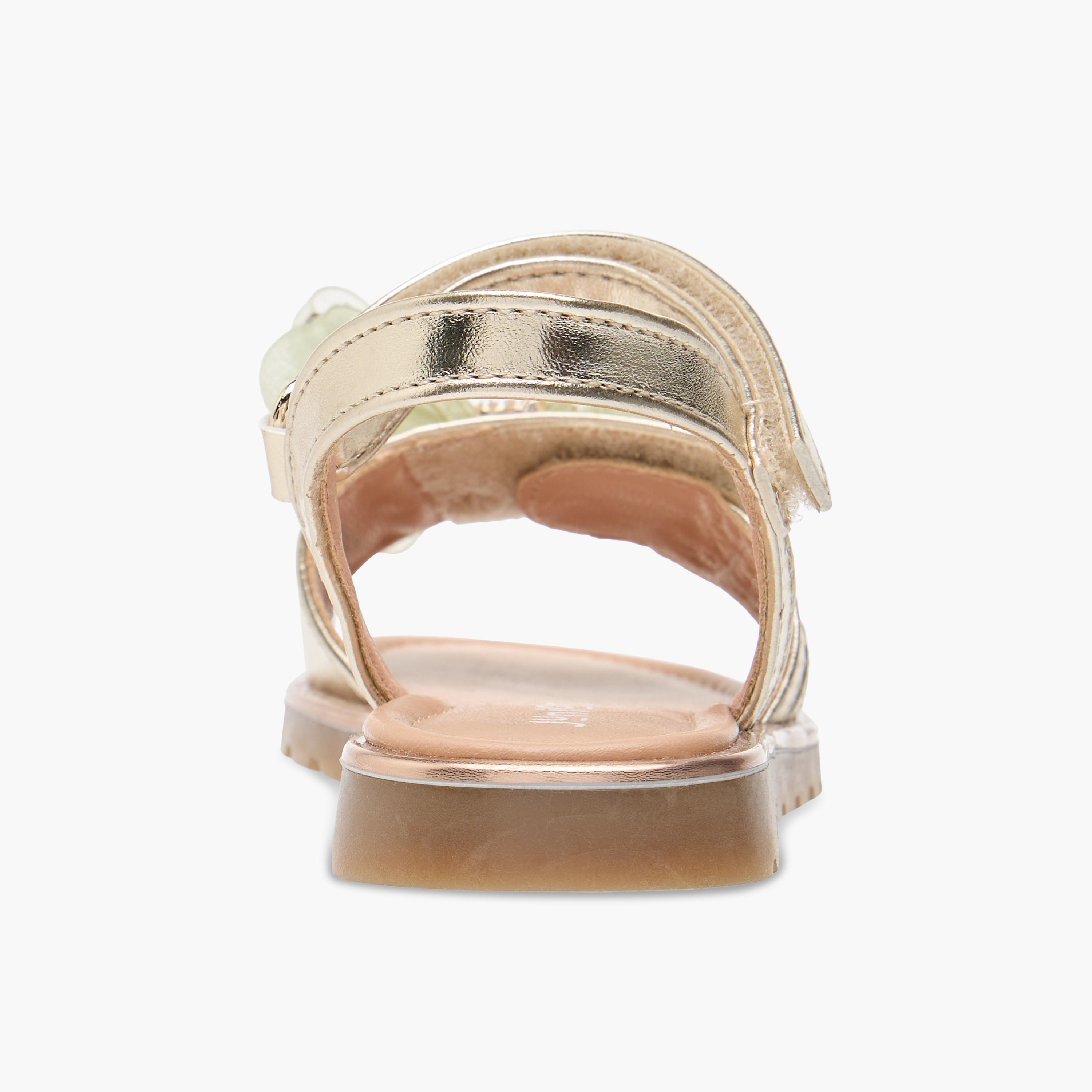 Juniors Embellished Bow Applique Sandals with Hook and Loop Closure-girls-shoes-sandals-image-4