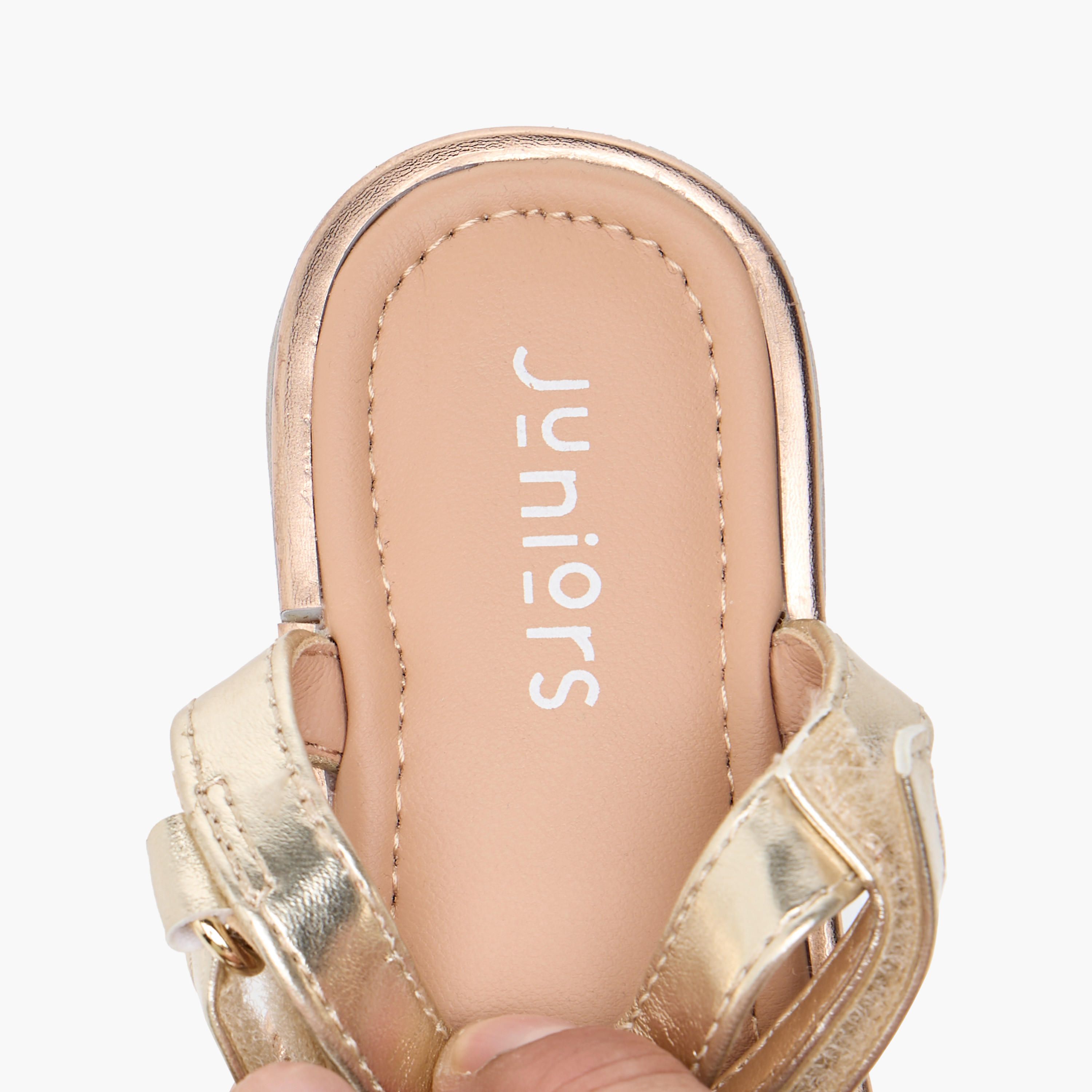 Juniors Embellished Bow Applique Sandals with Hook and Loop Closure-girls-shoes-sandals-image-5