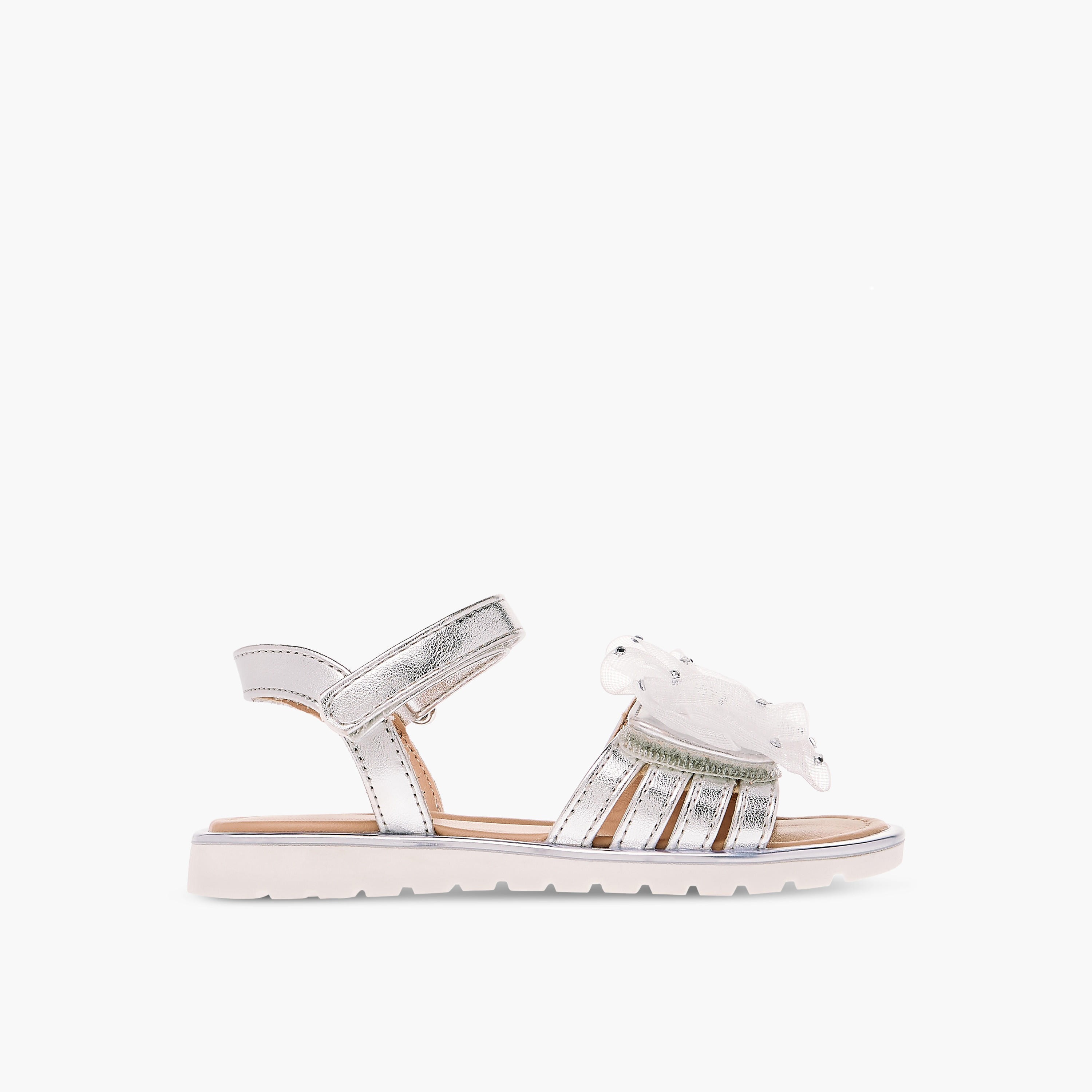 Juniors Embellished Bow Applique Sandals with Hook and Loop Closure-girls-shoes-sandals-image-2