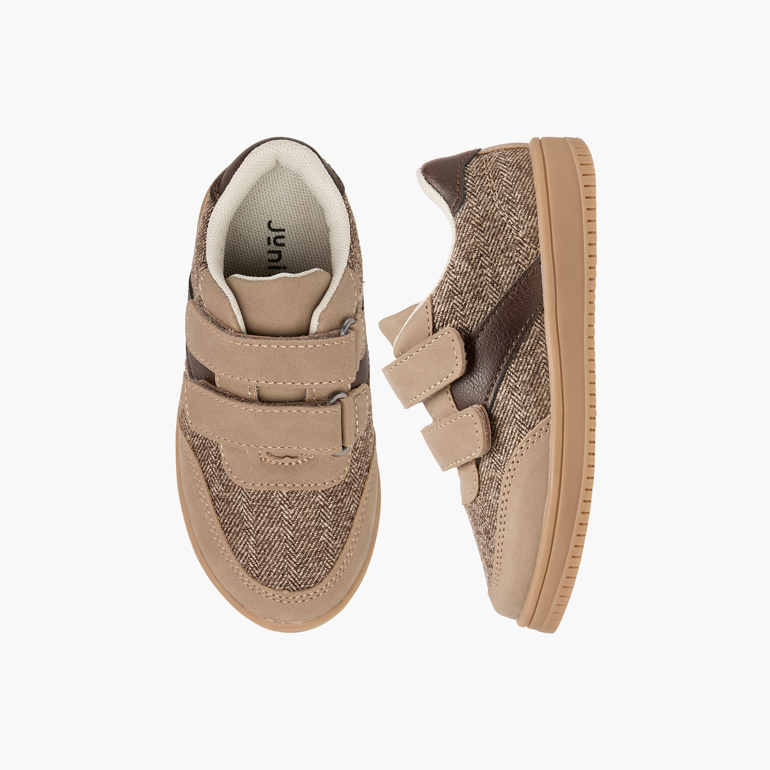 Juniors Panelled Sneakers with Hook and Loop Closure-boys-shoes-sneakers-image-1