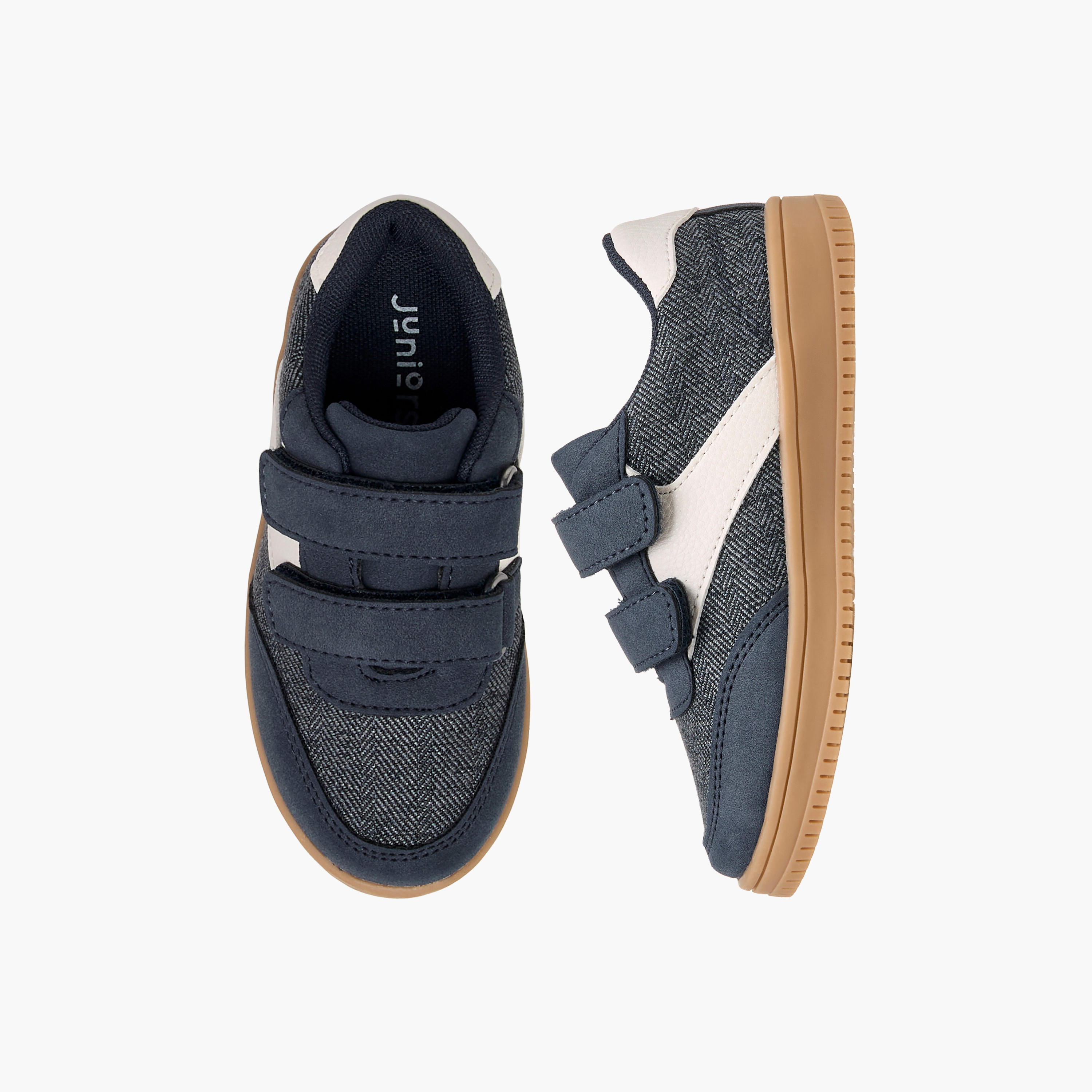 Juniors Panelled Sneakers with Hook and Loop Closure-boys-shoes-sneakers-image-1